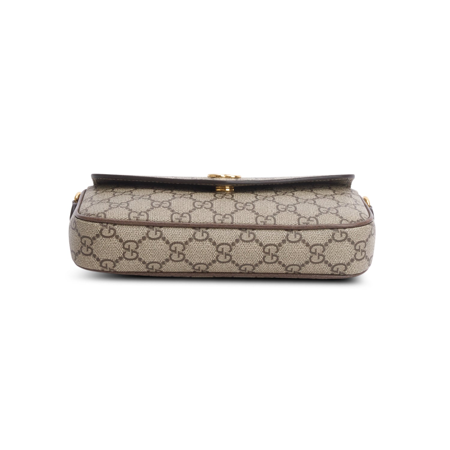 Gucci GG Supreme Monogram Textured Dollar Calfskin Web Mini Ophidia Envelope Shoulder Bag