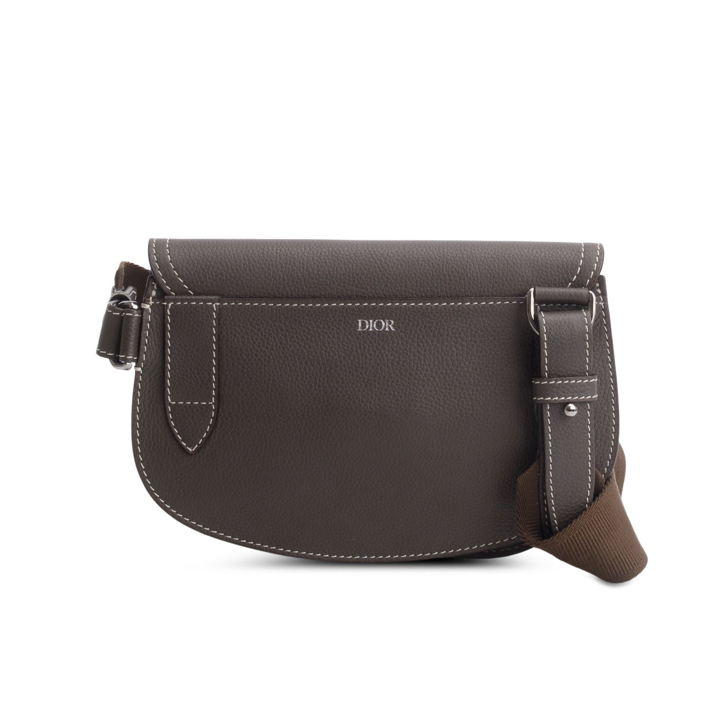 Christian Dior x KAWS 2022 Taupe Grained Calfskin Saddle Pouch