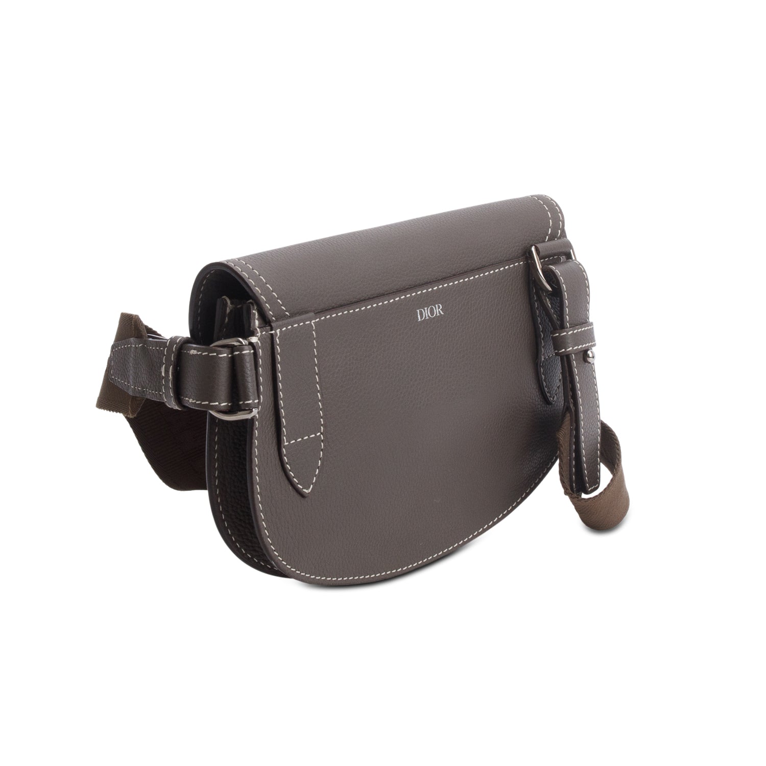 Christian Dior x KAWS 2022 Taupe Grained Calfskin Saddle Pouch
