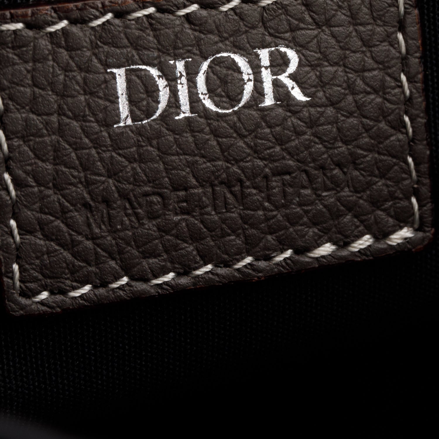 Christian Dior x KAWS 2022 Taupe Grained Calfskin Saddle Pouch