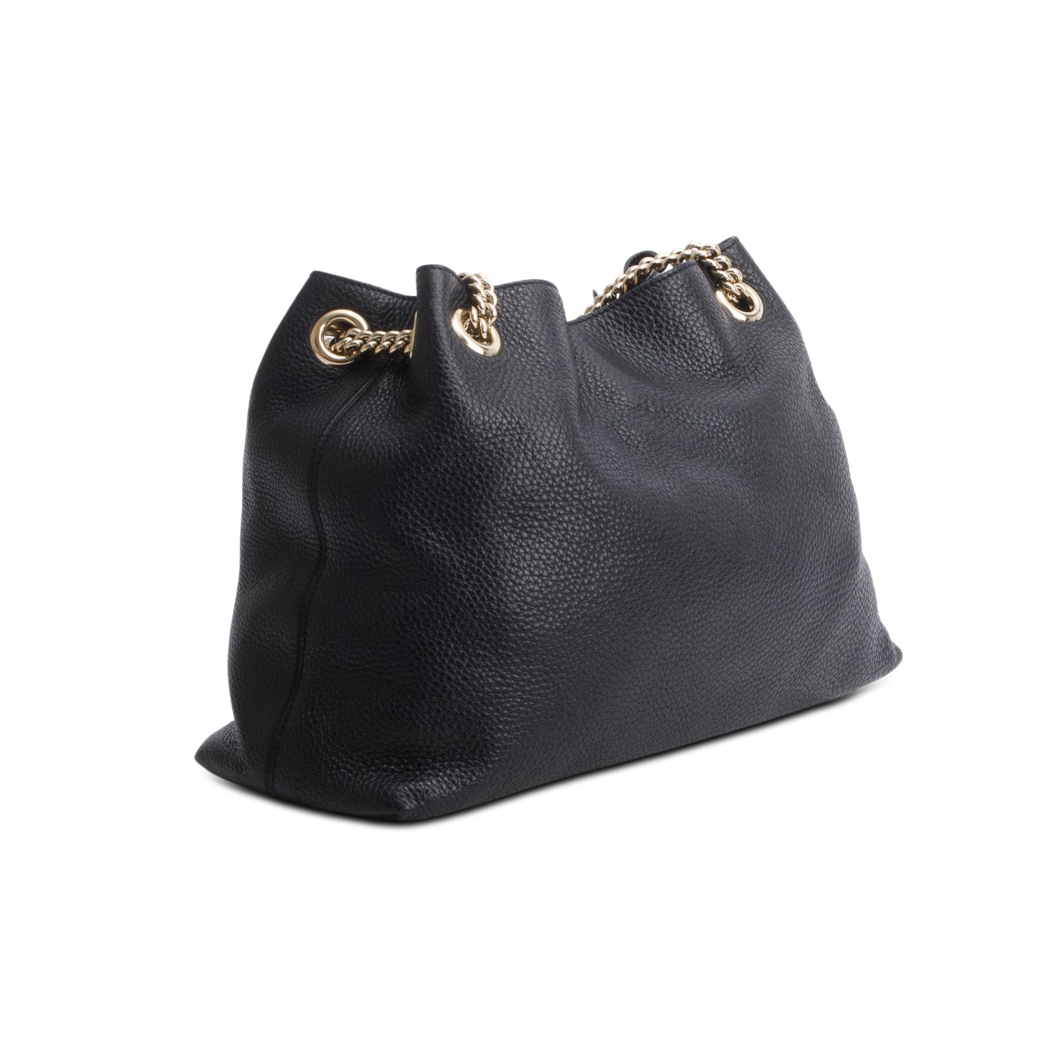 Gucci Black Pebbled Calfskin Medium Soho Chain Shoulder Bag