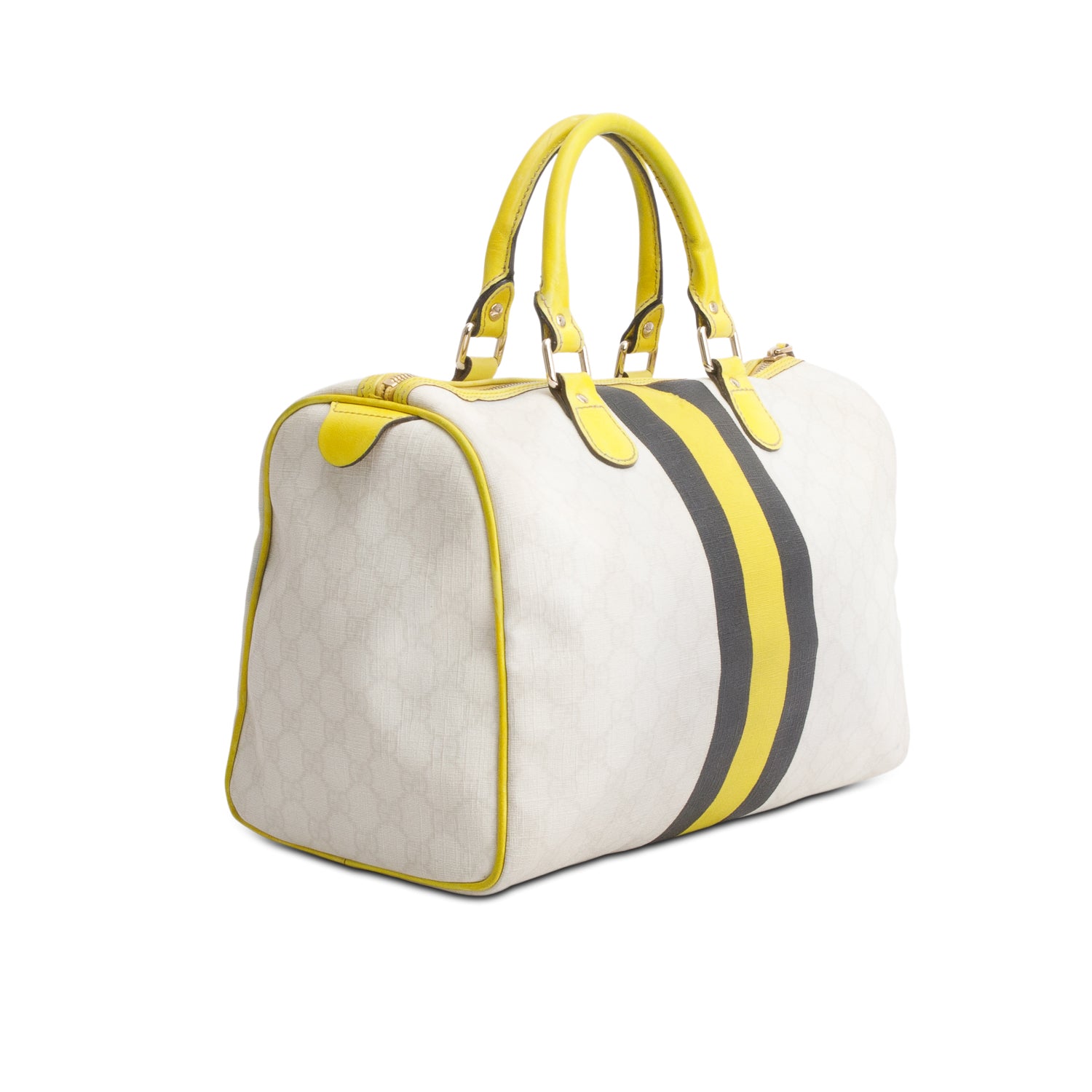 Gucci Multicolor GG Plus Mongram Web Strip Medium Joy Boston Bag
