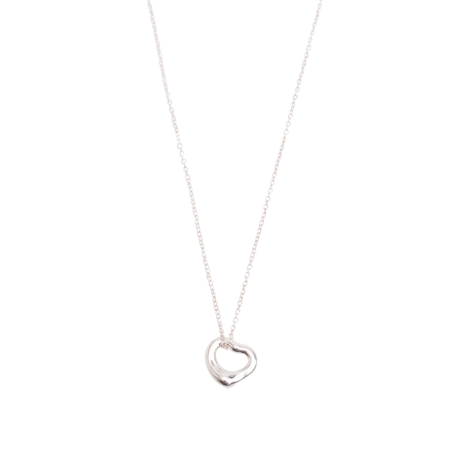 Tiffany & Co. Elsa Peretti Sterling Silver Mini Open Heart Pendant Necklace, 11 MM