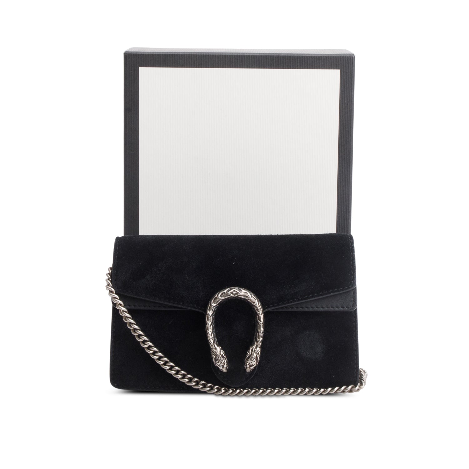 Gucci Black Suede Super Mini Dionysus Shoulder Bag w/ Box