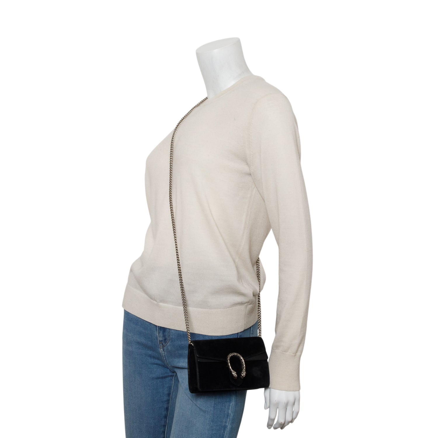 Gucci Black Suede Super Mini Dionysus Shoulder Bag w/ Box