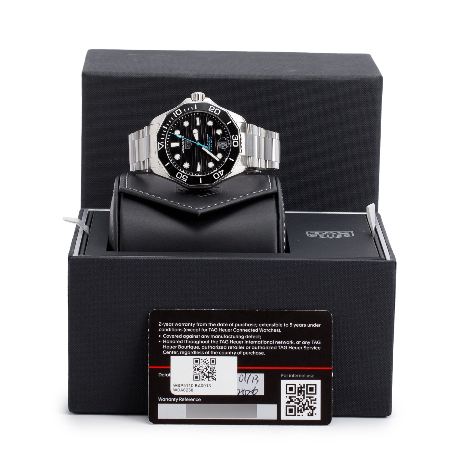 Tag Heuer 2026 Stainless Steel Aquaracer Professional 300M GMT 42 MM Automatic Watch Black Dial WBP5110 w/ Boxt & Papers