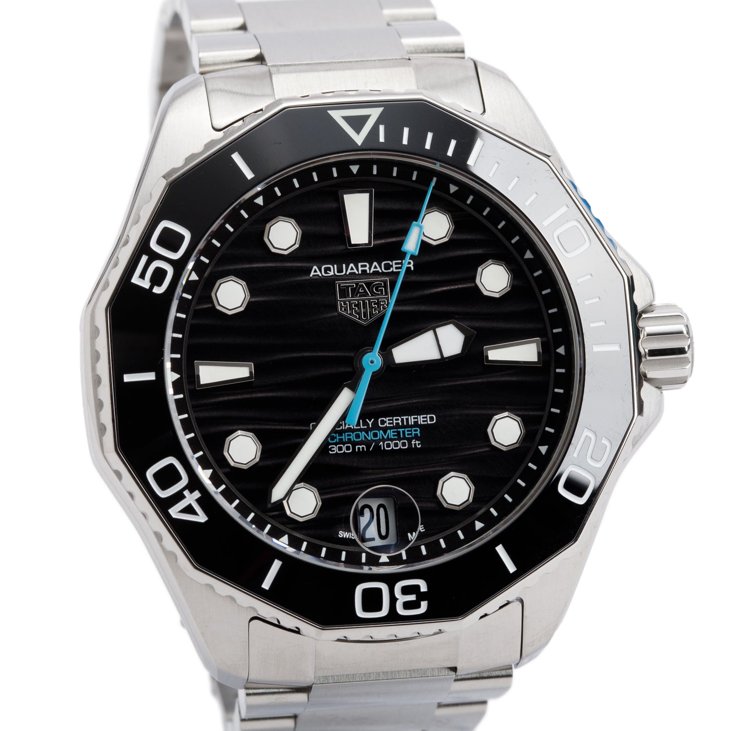 Tag Heuer 2026 Stainless Steel Aquaracer Professional 300M GMT 42 MM Automatic Watch Black Dial WBP5110 w/ Boxt & Papers