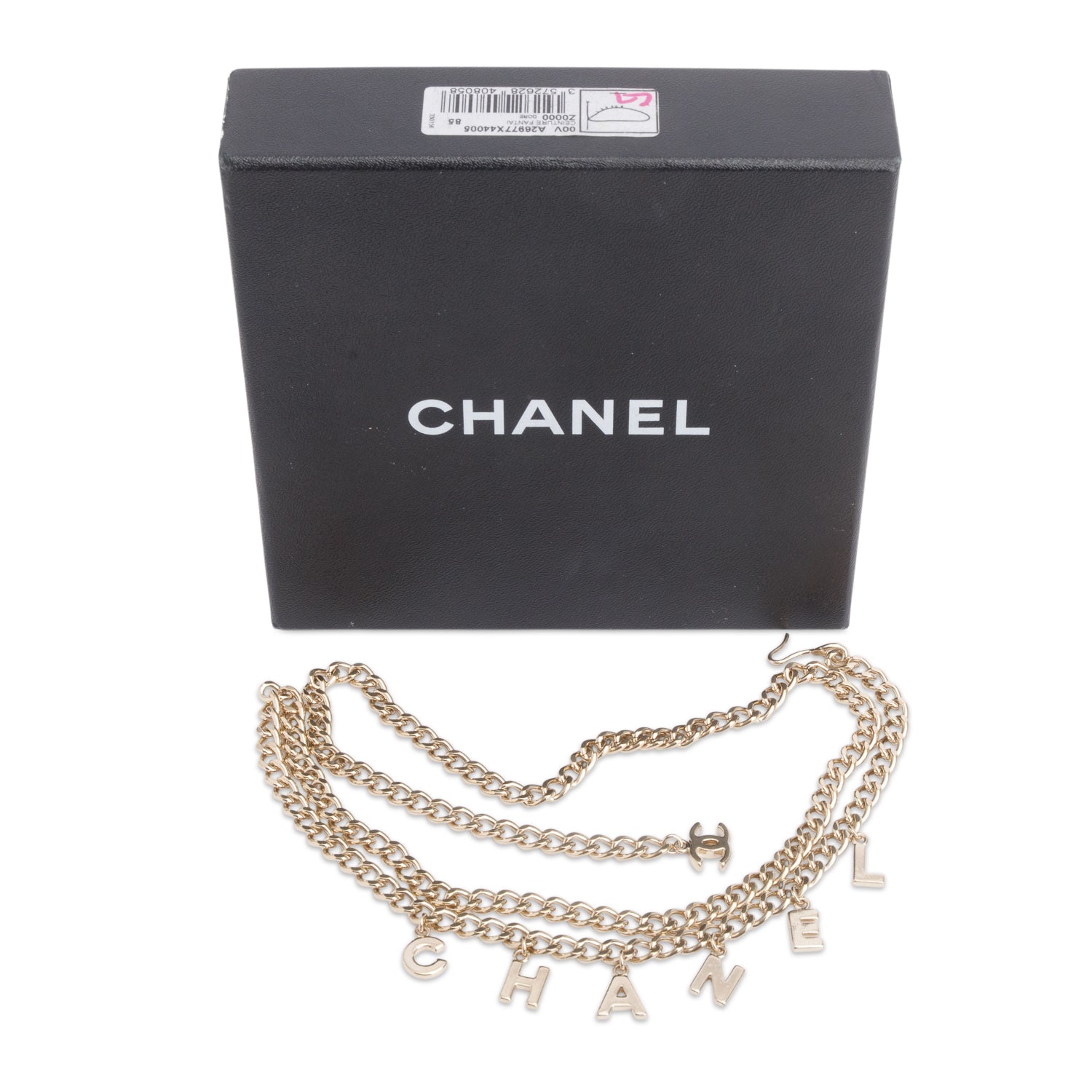 Chanel Gold-Plated Strass Logo Chain-Link Belt w/ Box