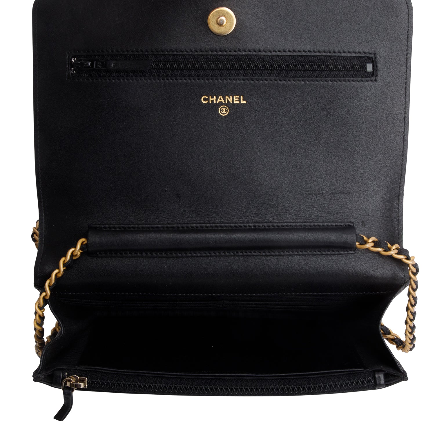 Chanel Black Caviar Leather Boy Wallet on Chain w/ Box & Authenticity Card