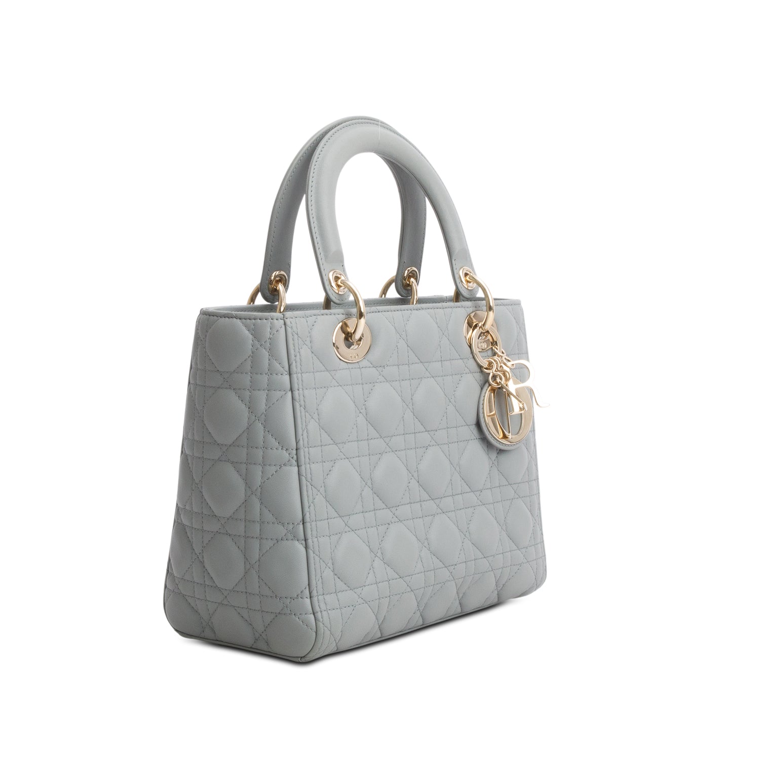 Christian Dior 2021 Grey Cannage Lambskin Leather Medium Lady Dior Bag