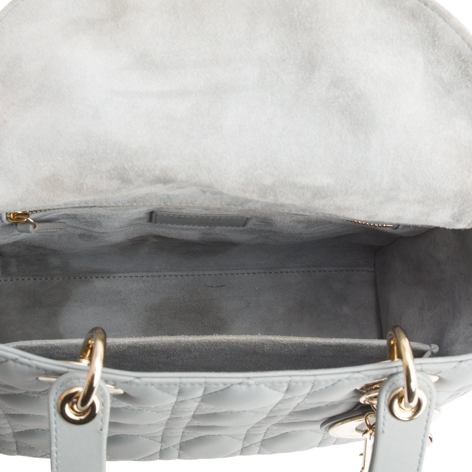 Christian Dior 2021 Grey Cannage Lambskin Leather Medium Lady Dior Bag