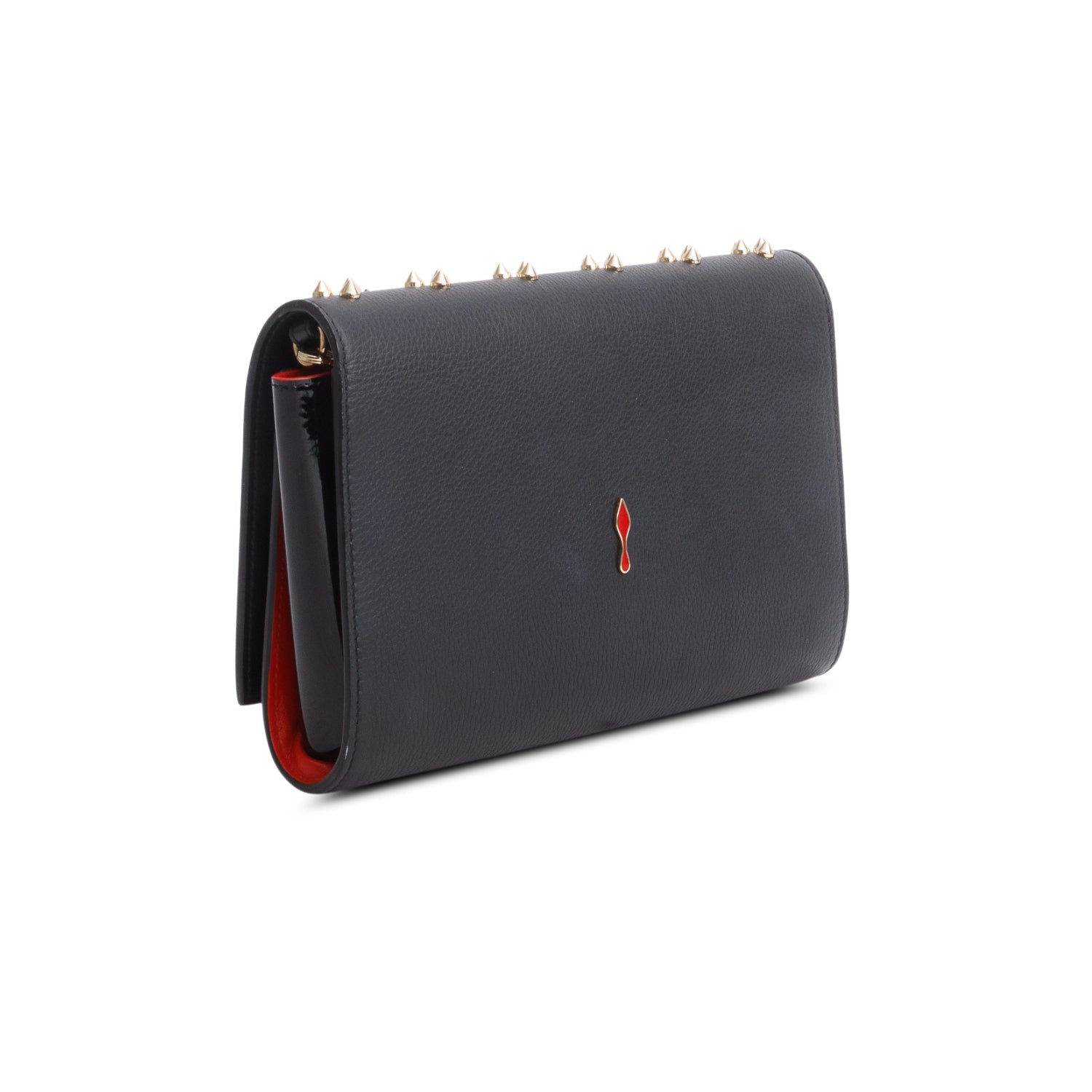 Christian Louboutin Black Calfskin Spikes Loubinthesky Paloma Clutch