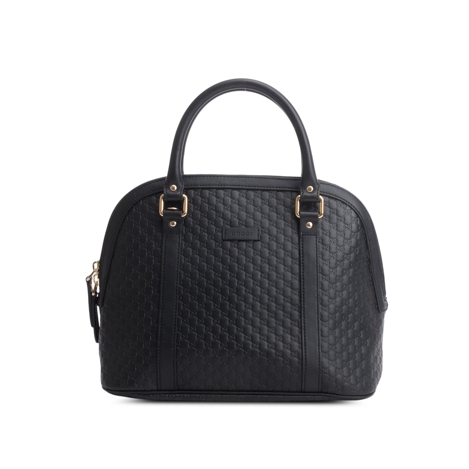 Gucci Black Soft Micro Signature Dome Satchel w/ Strap