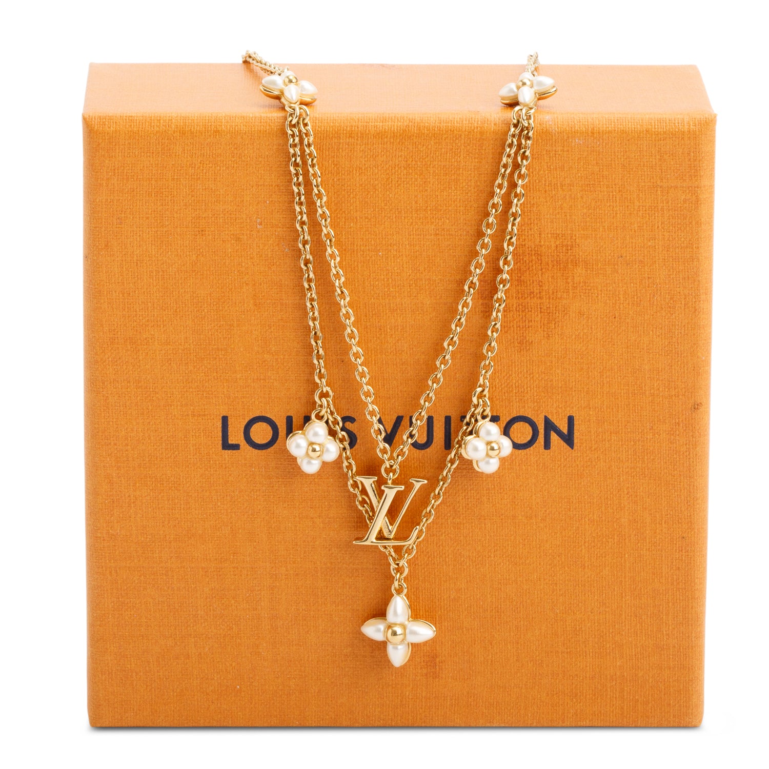 Louis Vuitton 2023 Gold Plated LV Floragram Necklace w/ Box