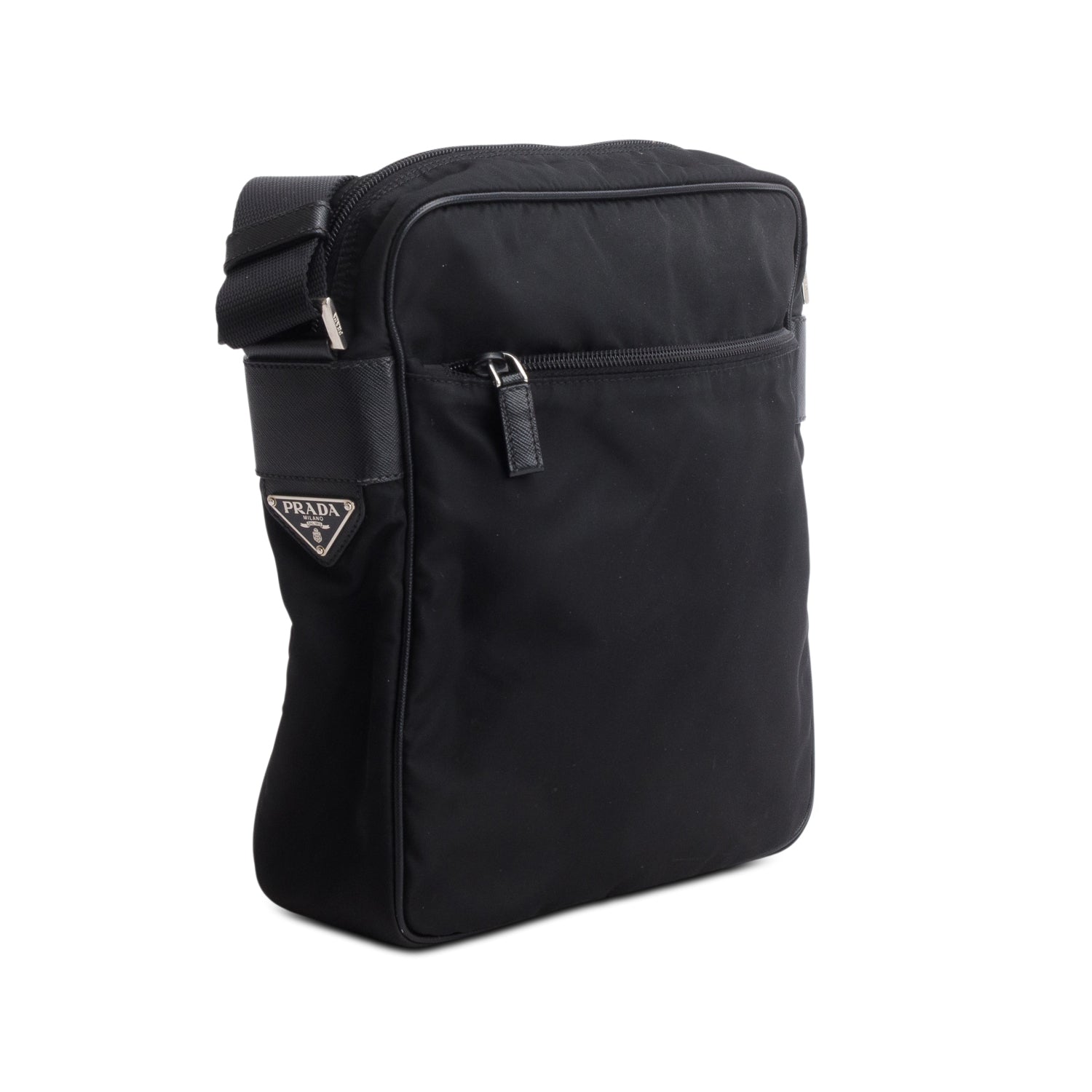 Prada Black Tessuto Nylon Saffiano Messenger Bag