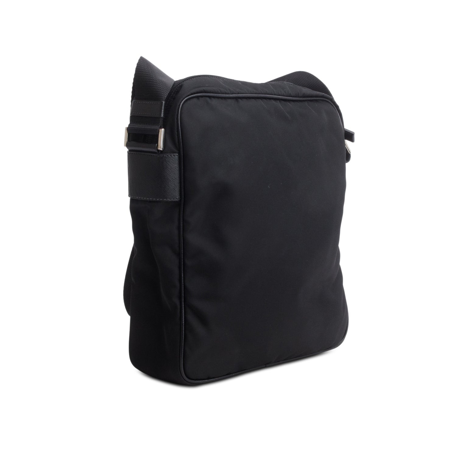 Prada Black Tessuto Nylon Saffiano Messenger Bag
