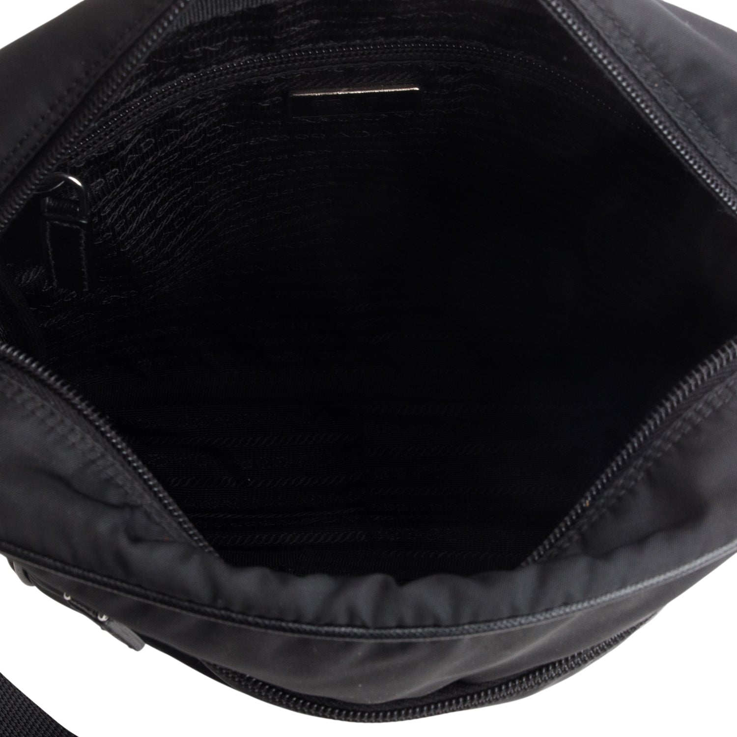 Prada Black Tessuto Nylon Saffiano Messenger Bag