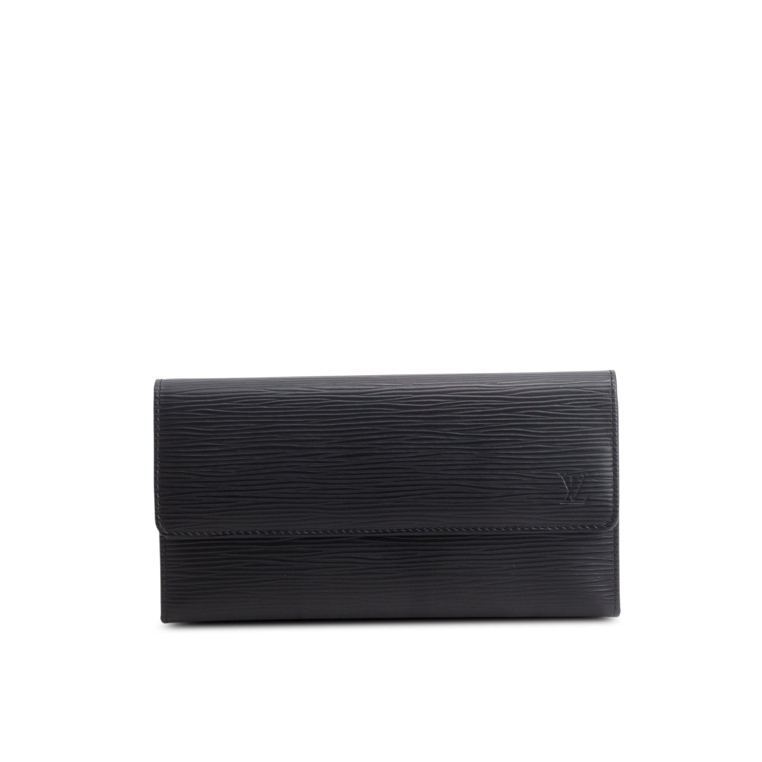 Louis Vuitton Black Epi Porte Tresor International Wallet w/ Box
