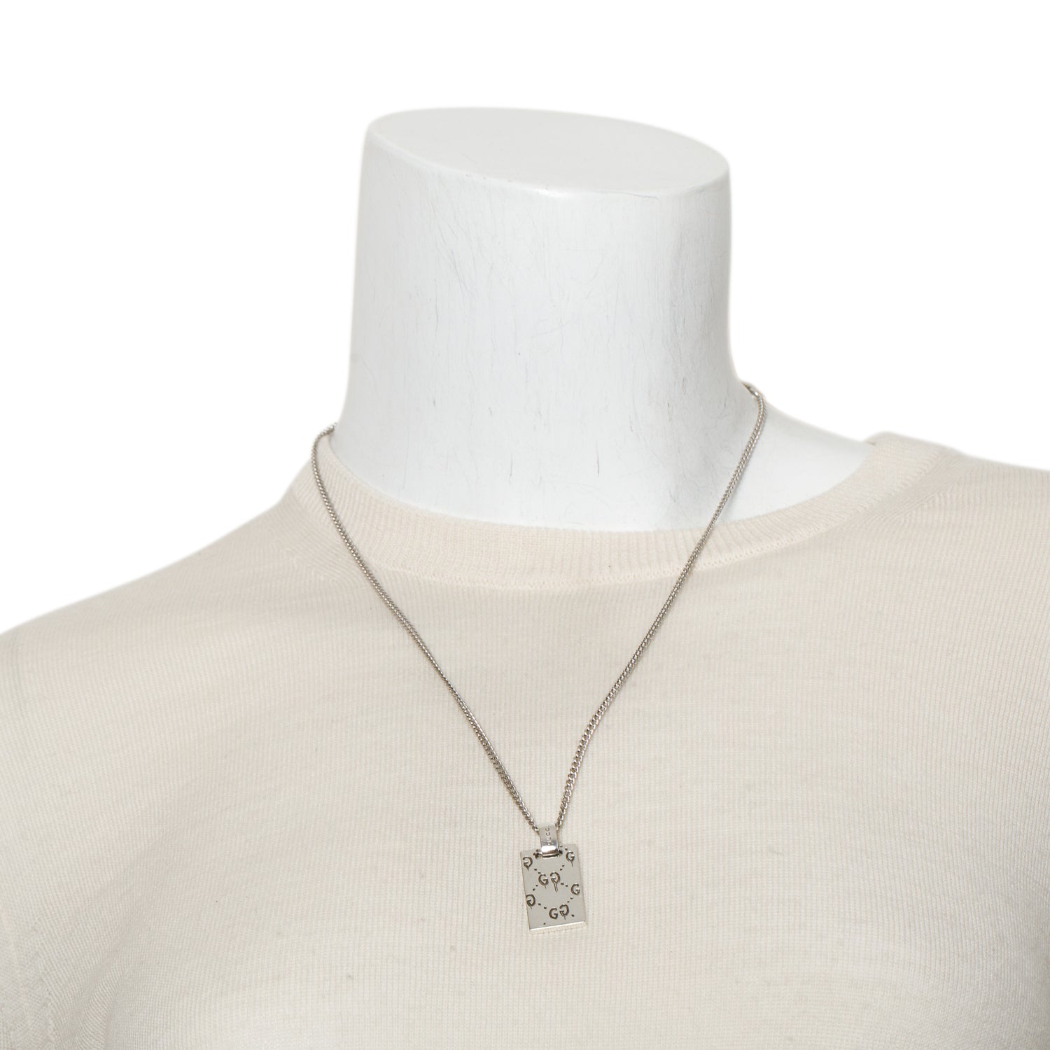 Gucci Sterling Silver Ghost Pendant Necklace w/ Box