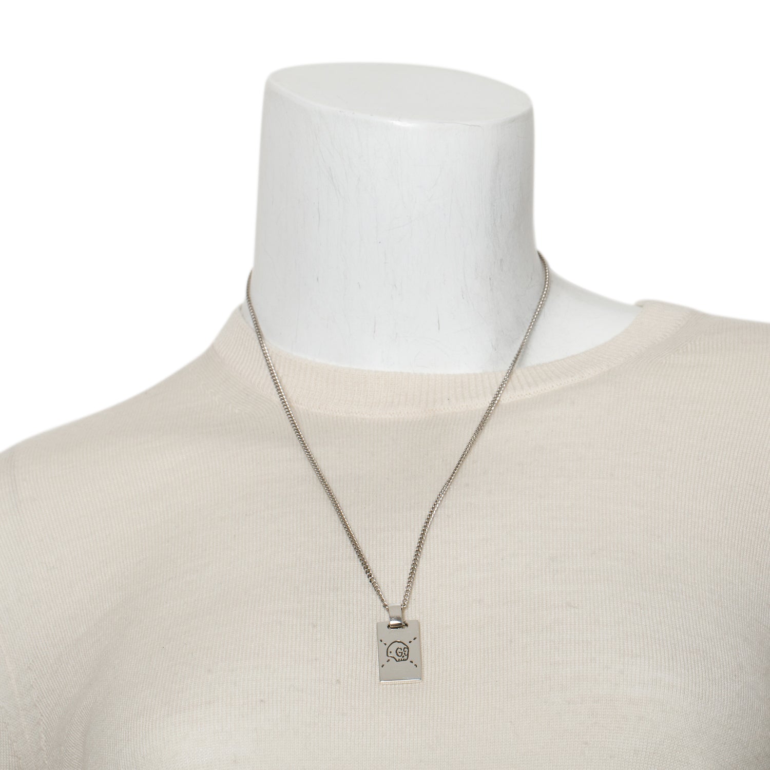 Gucci Sterling Silver Ghost Pendant Necklace w/ Box