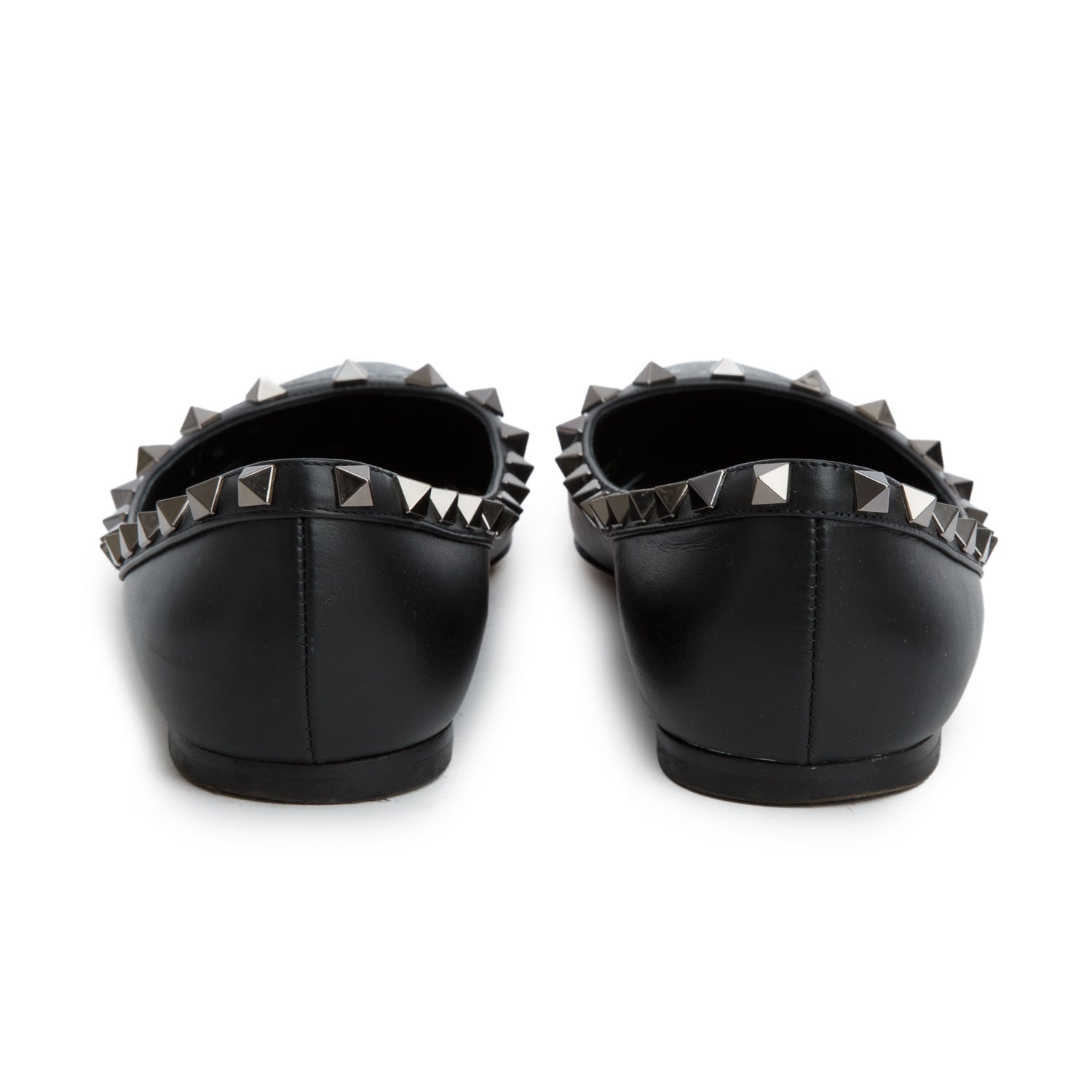 Valentino Black Floral Print Leather Rockstud Flats, Women's Size 37 w/ Box