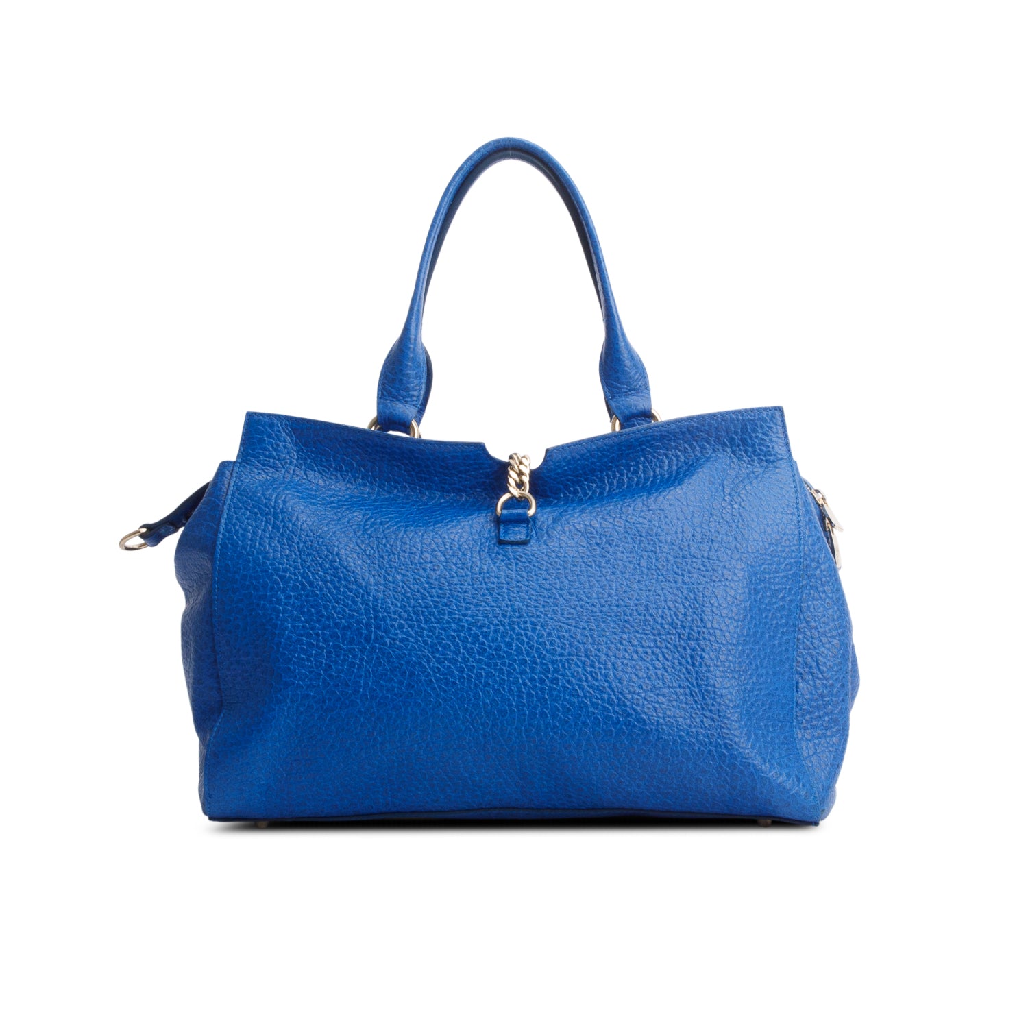 Versace Blue Vitello Leather Stampa Bufalo Bag w/ Strap