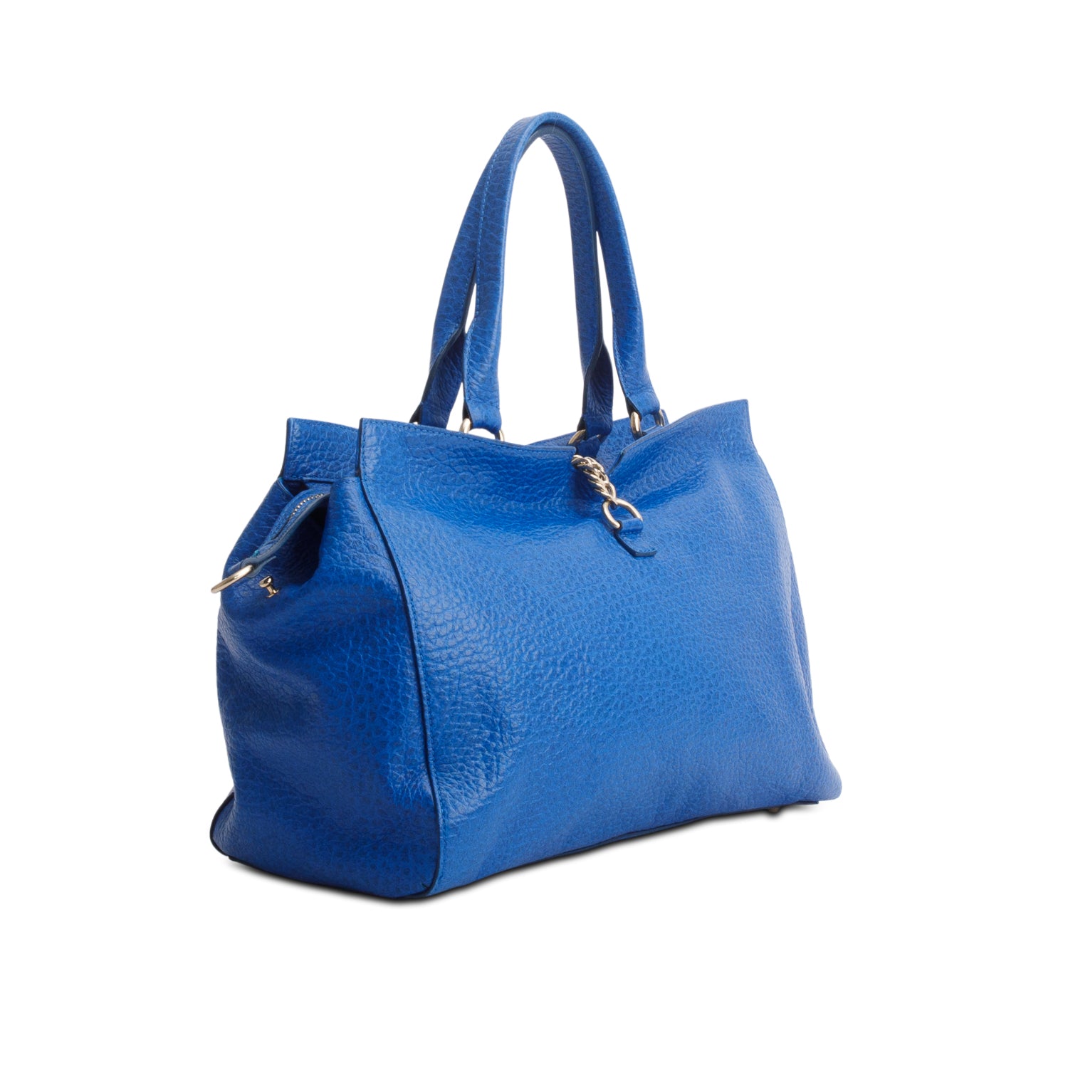 Versace Blue Vitello Leather Stampa Bufalo Bag w/ Strap