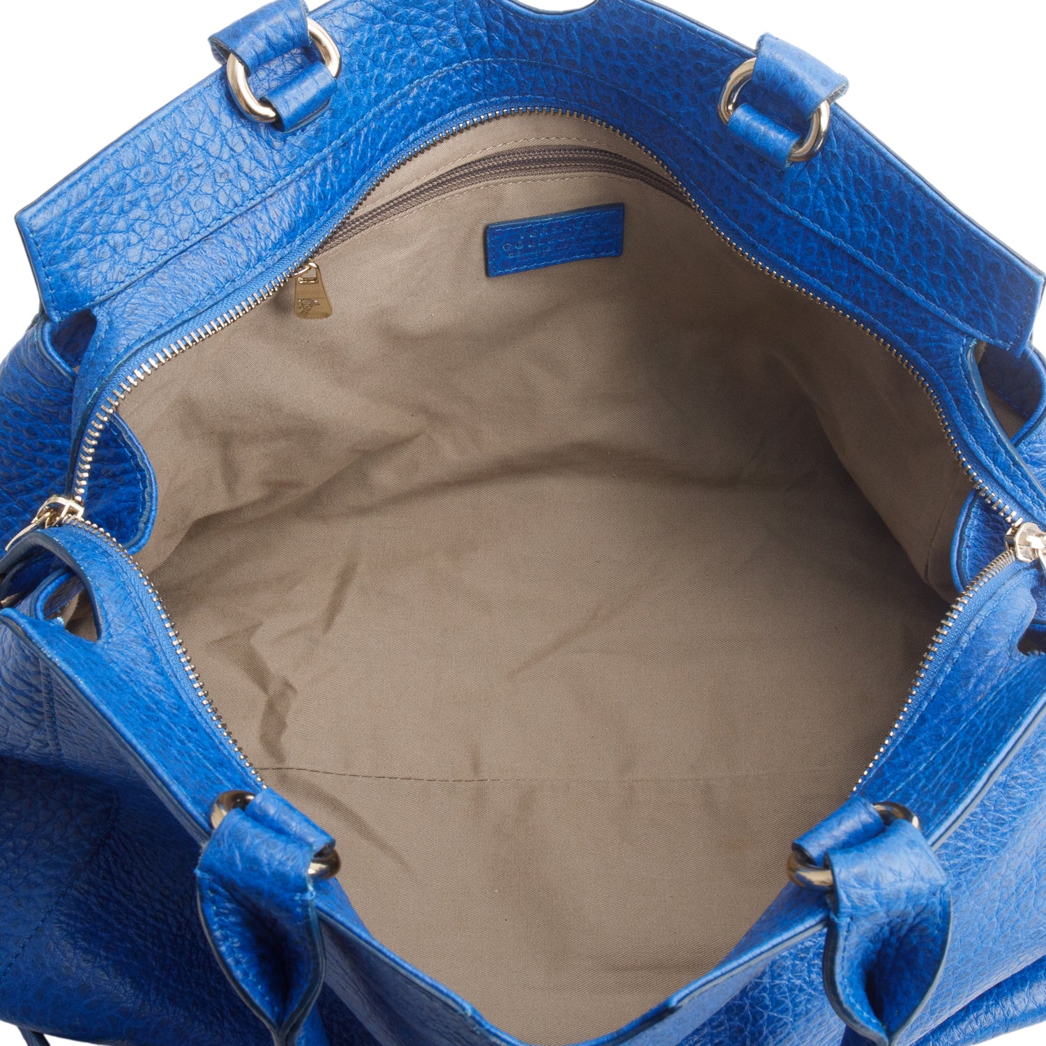 Versace Blue Vitello Leather Stampa Bufalo Bag w/ Strap