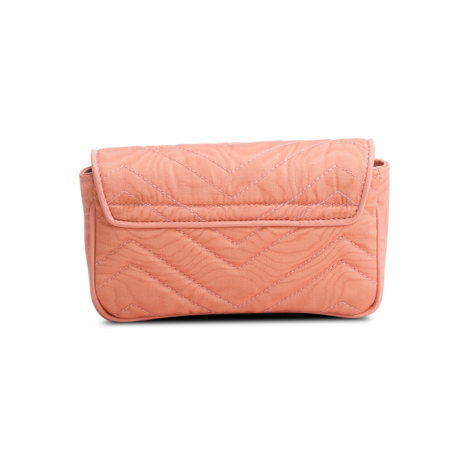 Gucci Pink Moire Fabric Calfskin Crystal Matelasse Mini GG Marmont Chain Belt Bag