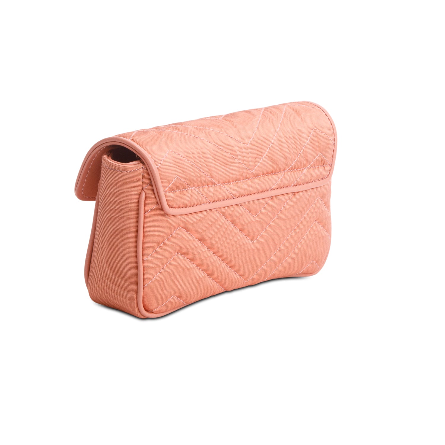 Gucci Pink Moire Fabric Calfskin Crystal Matelasse Mini GG Marmont Chain Belt Bag