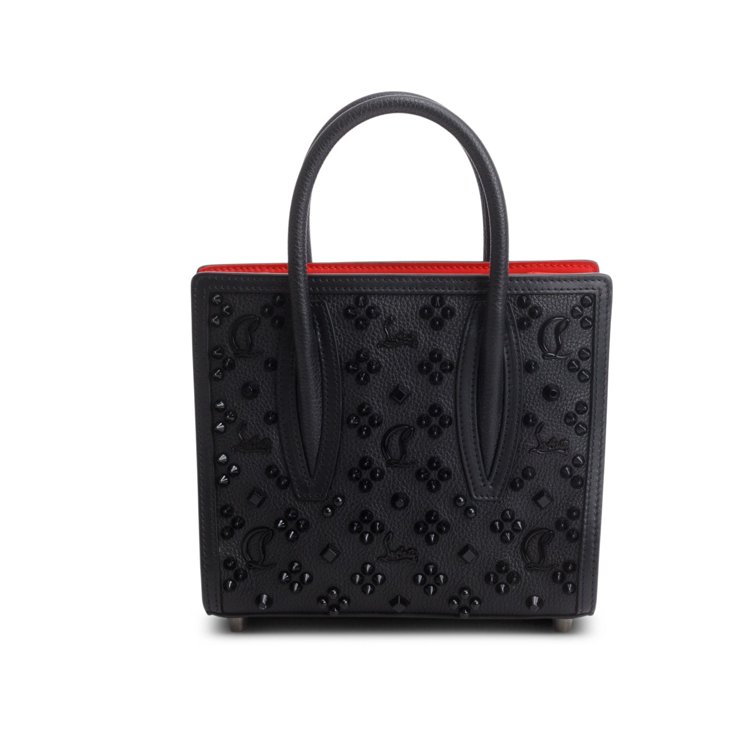 Christian Louboutin Black Calfskin Spikes Loubinthesky Mini Paloma Top Handle w/ Strap