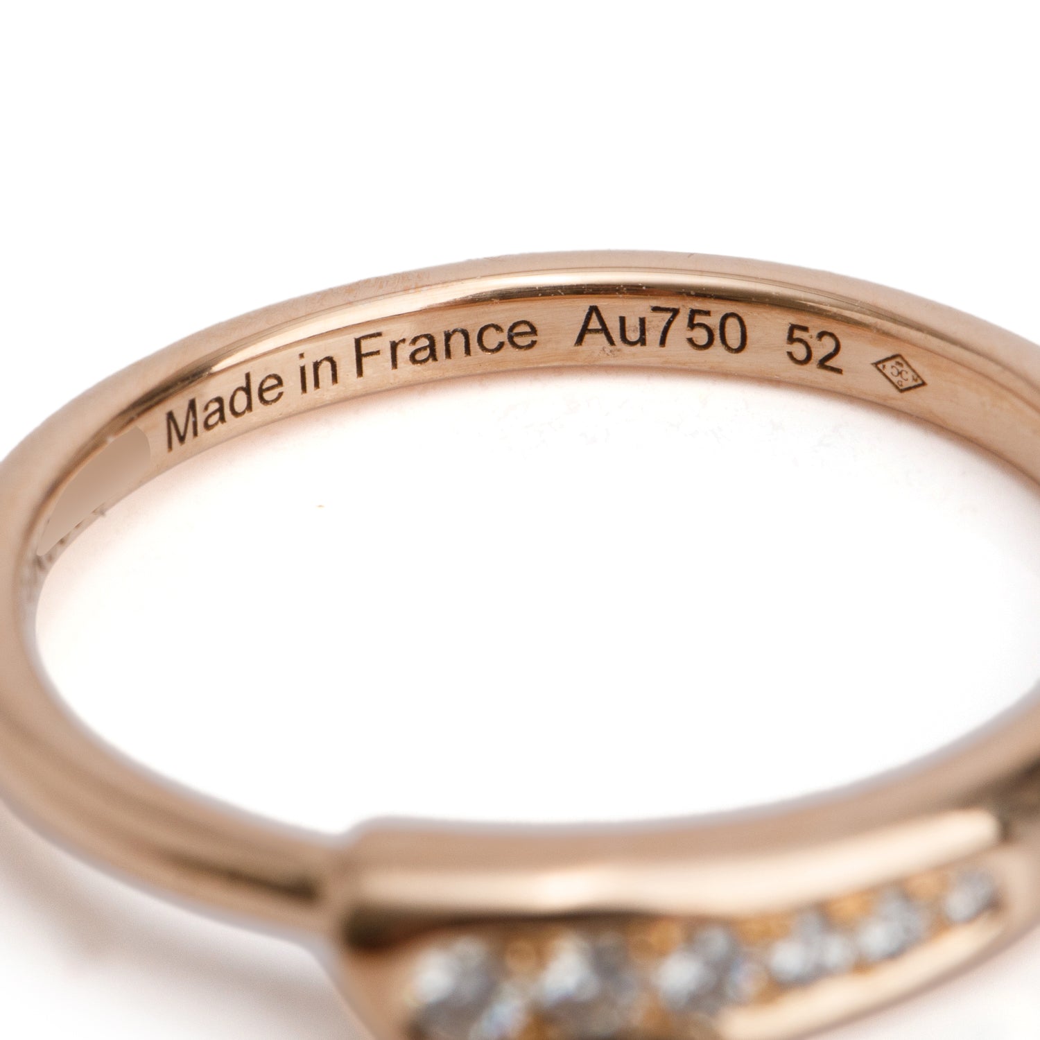 Hermes 18k Rose Gold 6 Diamond Wedding Band Ring, Size 52 6 w/ Box
