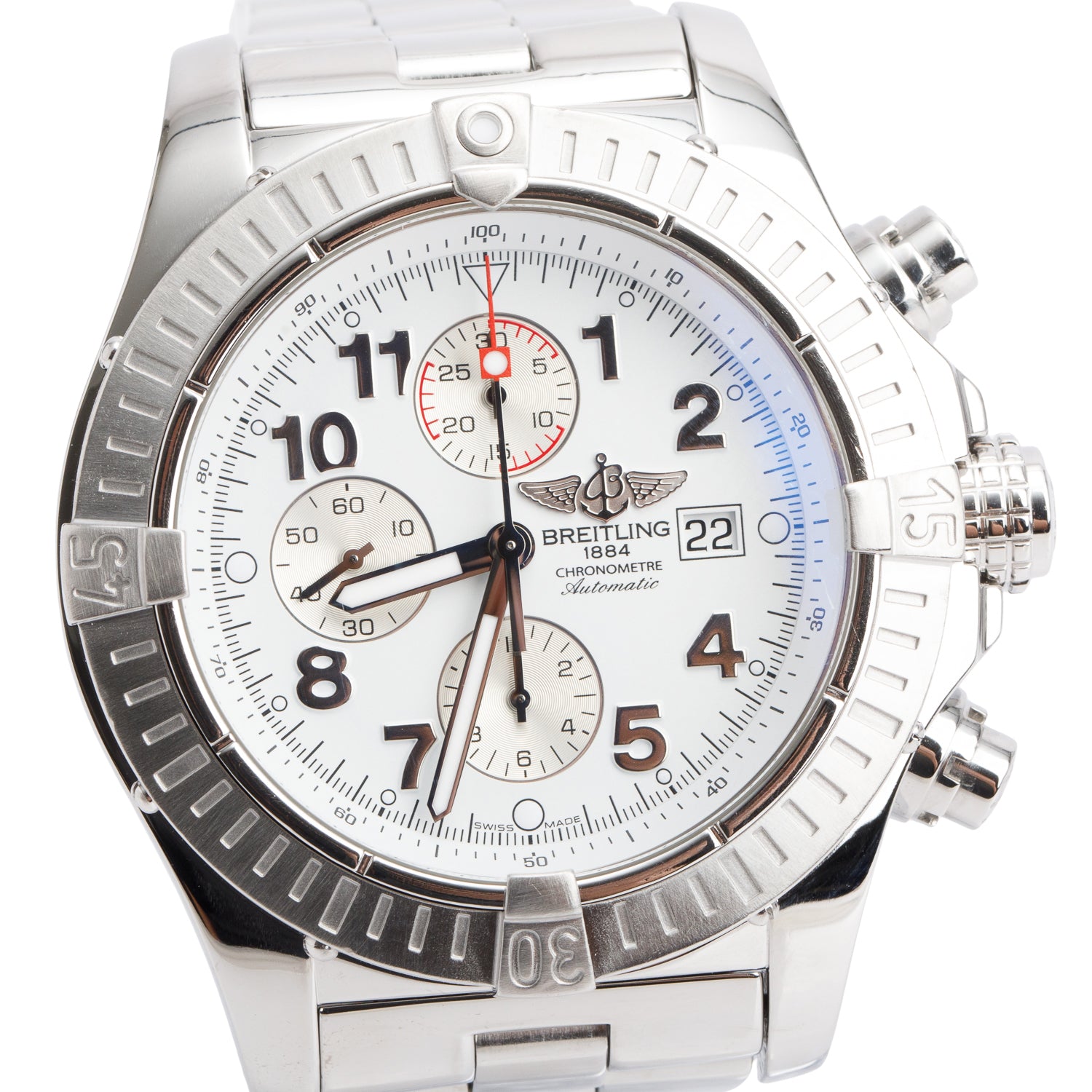 Breitling Stainless Steel Super Avenger 48 MM Automatic Chronograph Watch A13370 w/ Box & Papers