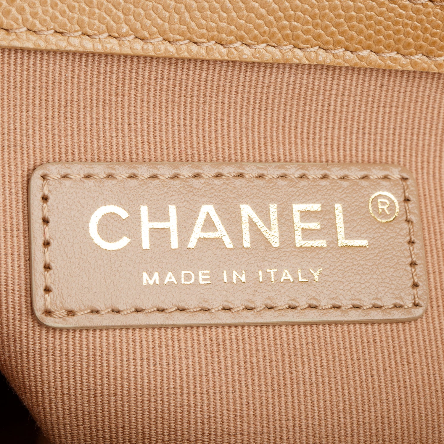Chanel Beige Caviar Quilted Top Handle Flap Bag w/ Box