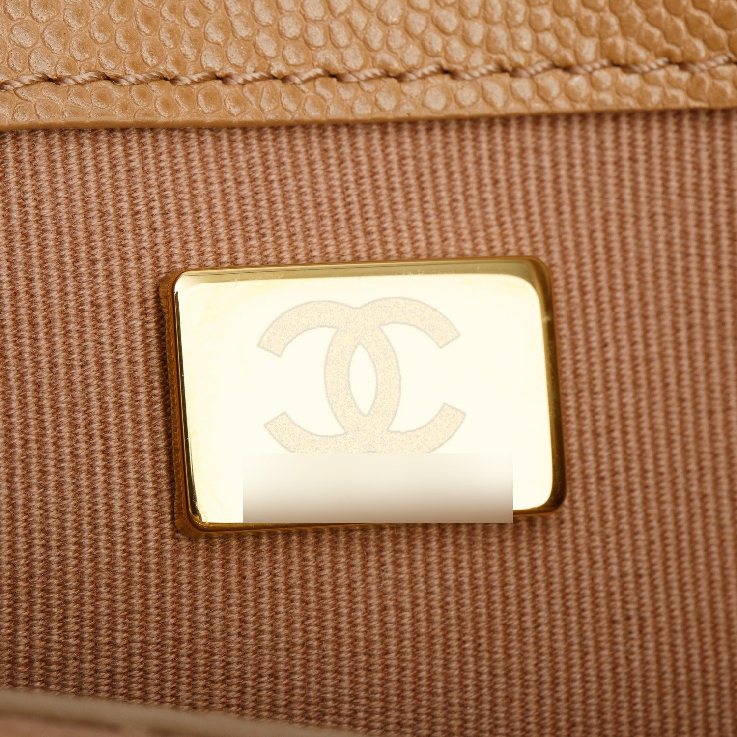 Chanel Beige Caviar Quilted Top Handle Flap Bag w/ Box