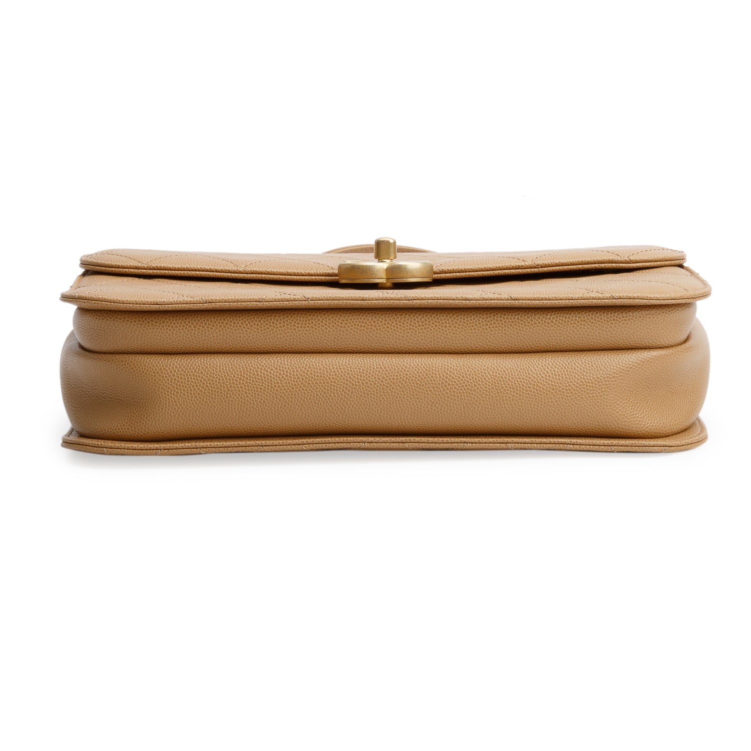 Chanel Beige Caviar Quilted Top Handle Flap Bag w/ Box