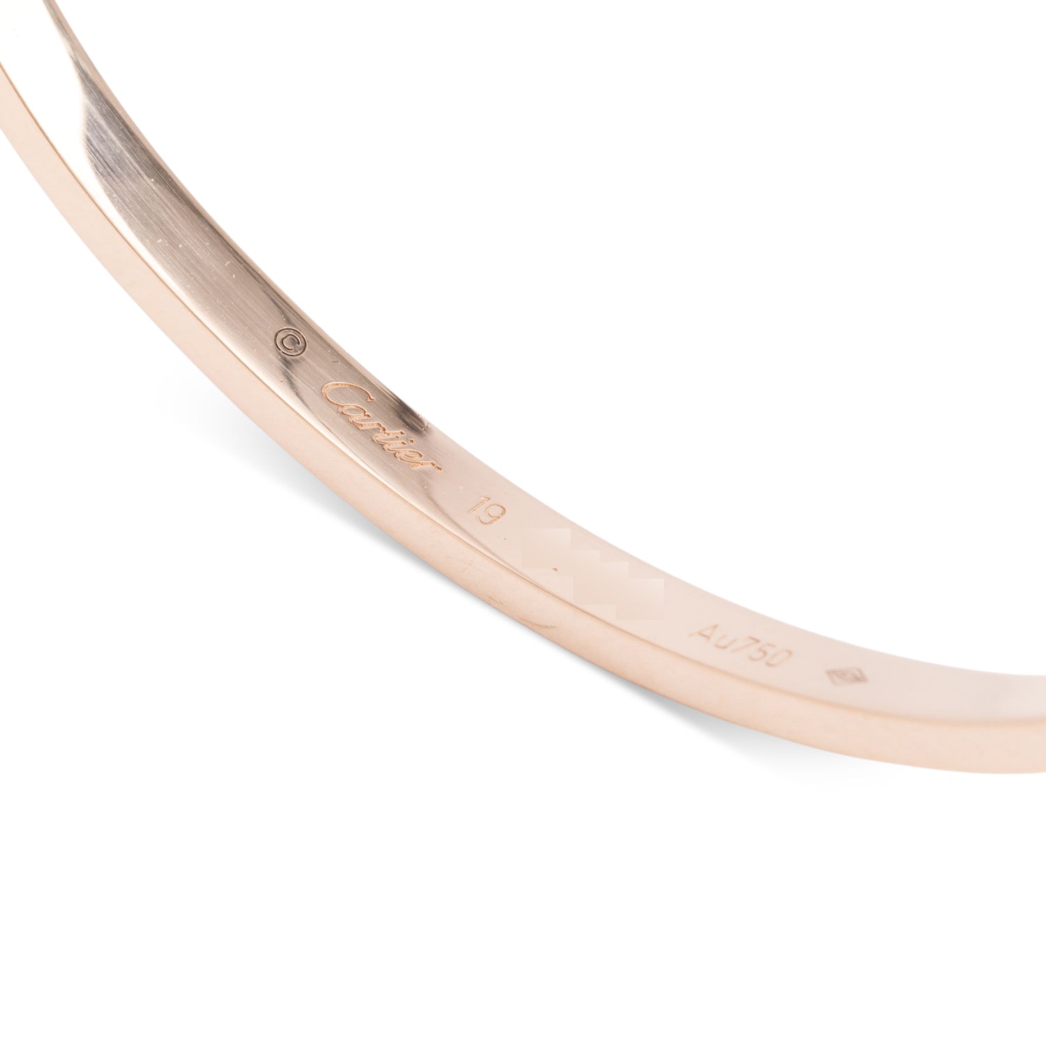 Cartier 18k Rose Gold 10 Diamond Love Bracelet, Small Model, Size 19 w/ Box & Certificate