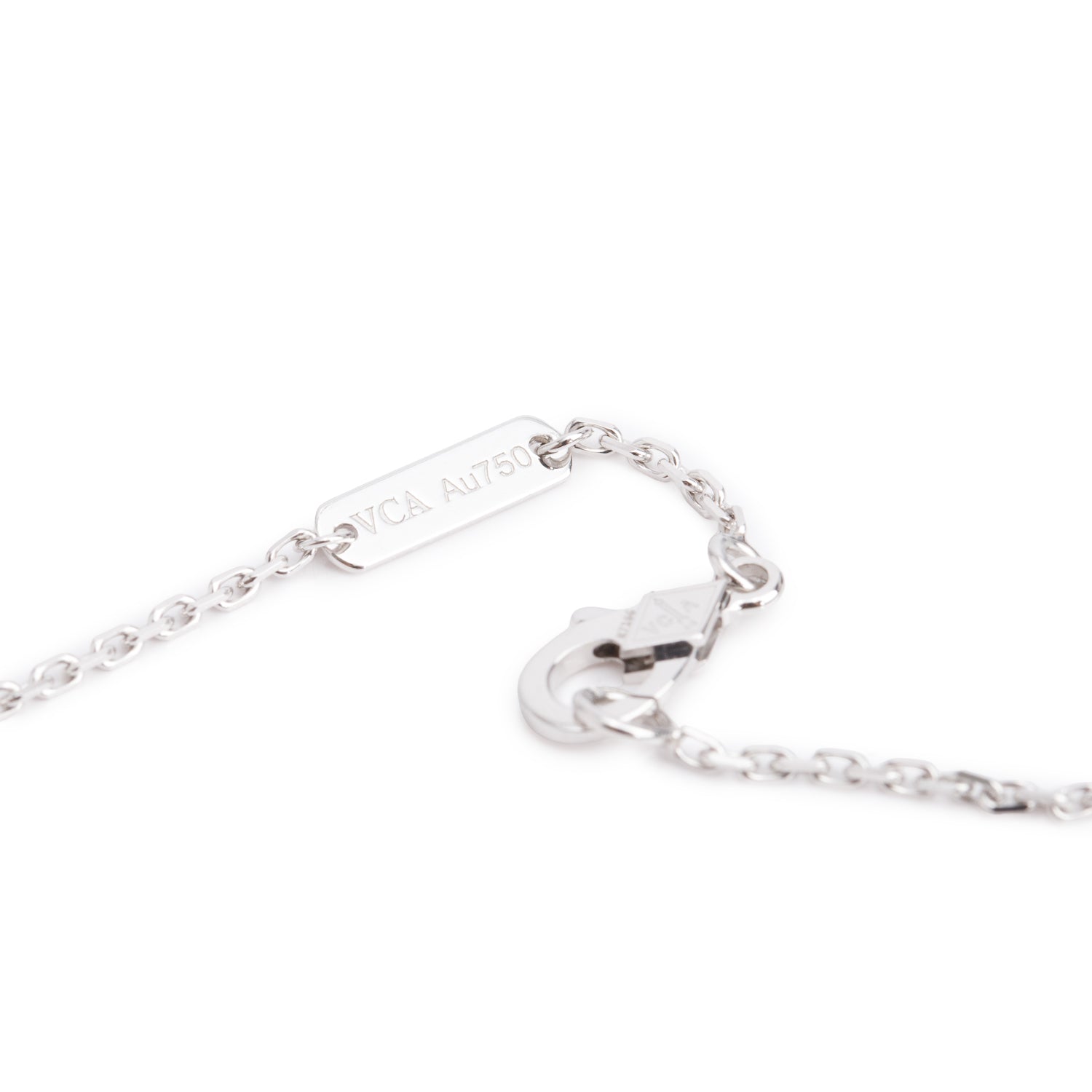 Van Cleef & Arpels 2024 Limited Edition 18k White Gold Vintage Alhambra Diamond Guilloche Holiday Pendant Necklace w/ Box & Certificate