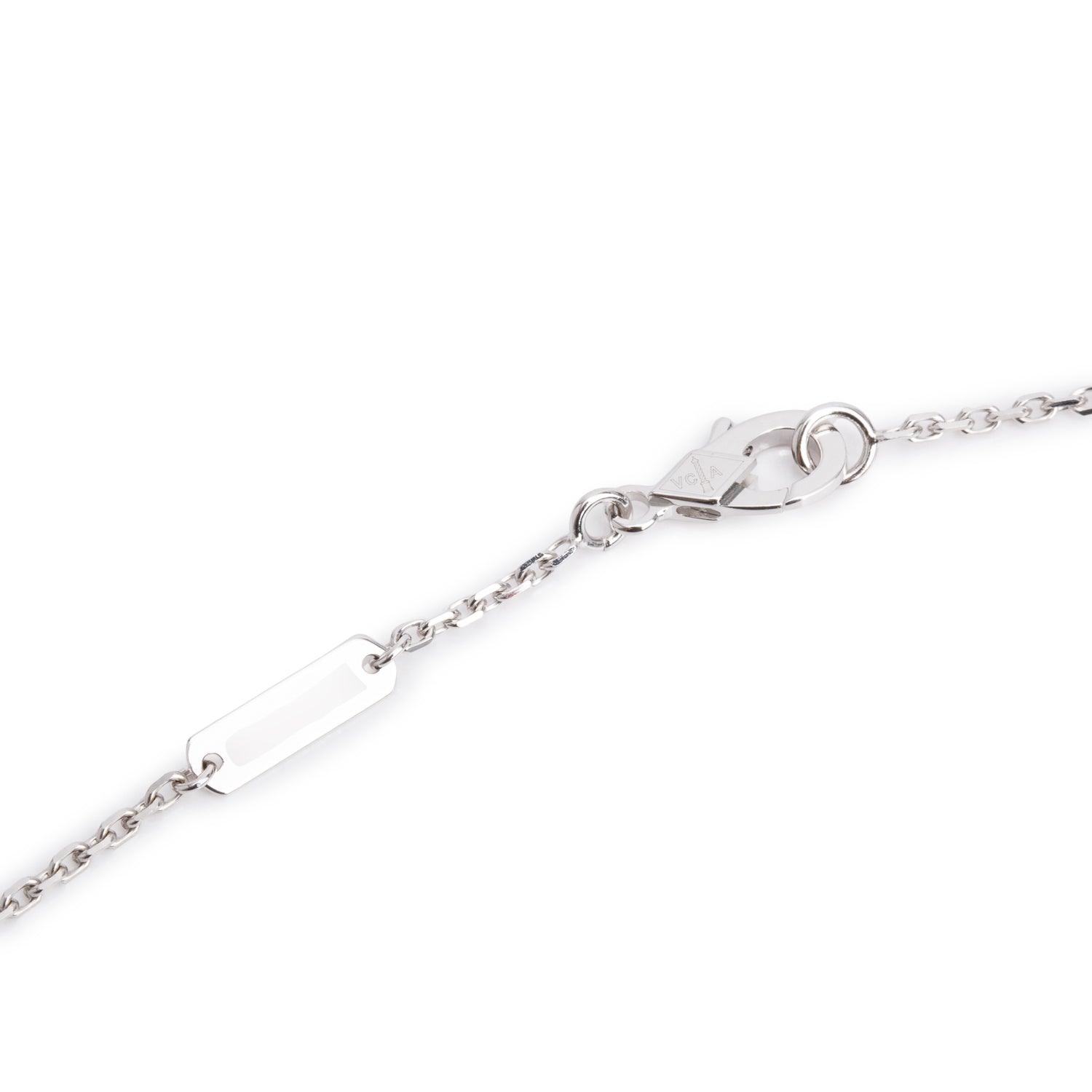 Van Cleef & Arpels 2022 Limited Edition 18k White Gold Vintage Alhambra Diamond Sevres Porcelain Holiday Pendant Necklace w/ Box & Certificate
