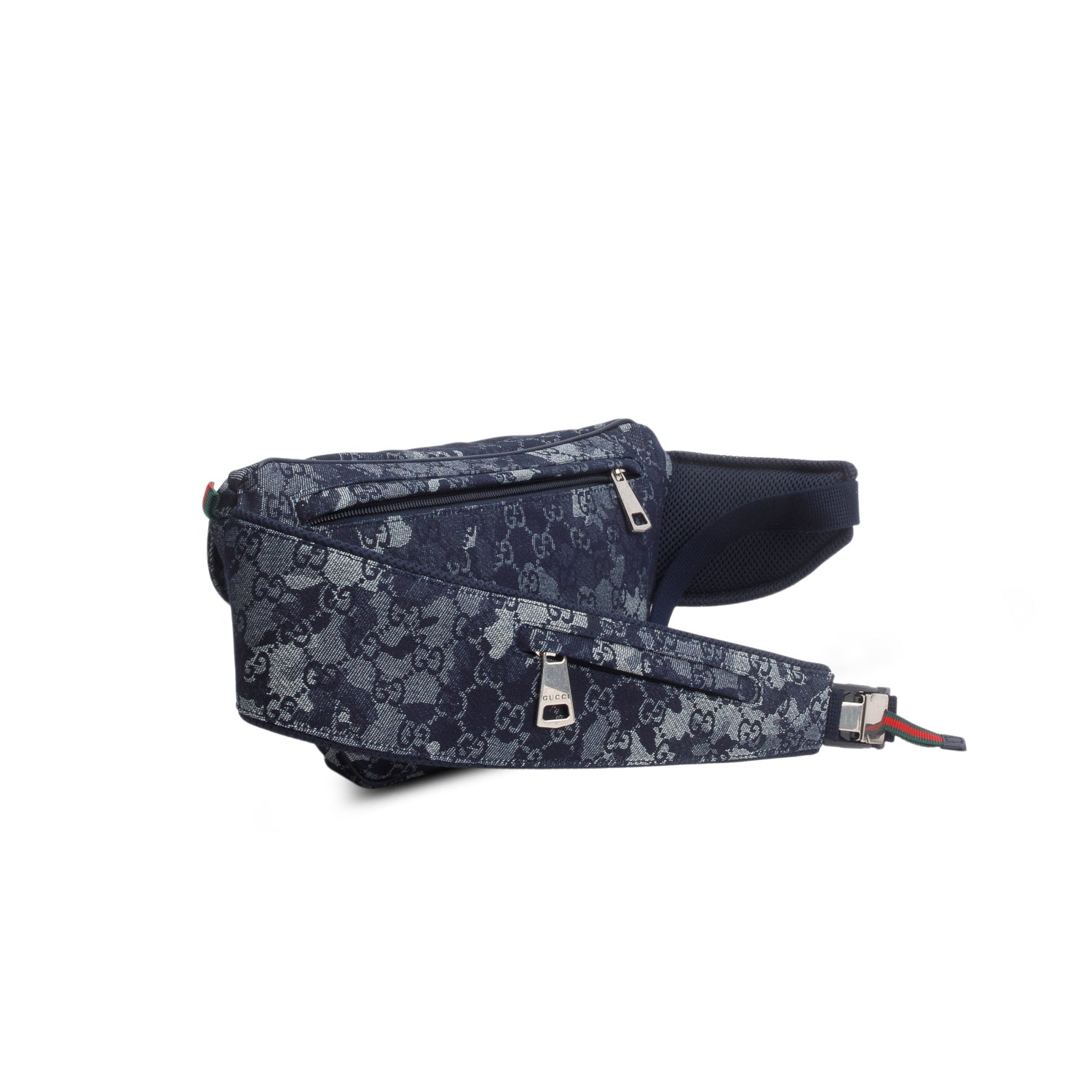 Gucci Blue Denim GG Monogram Camouflage Belt Bag