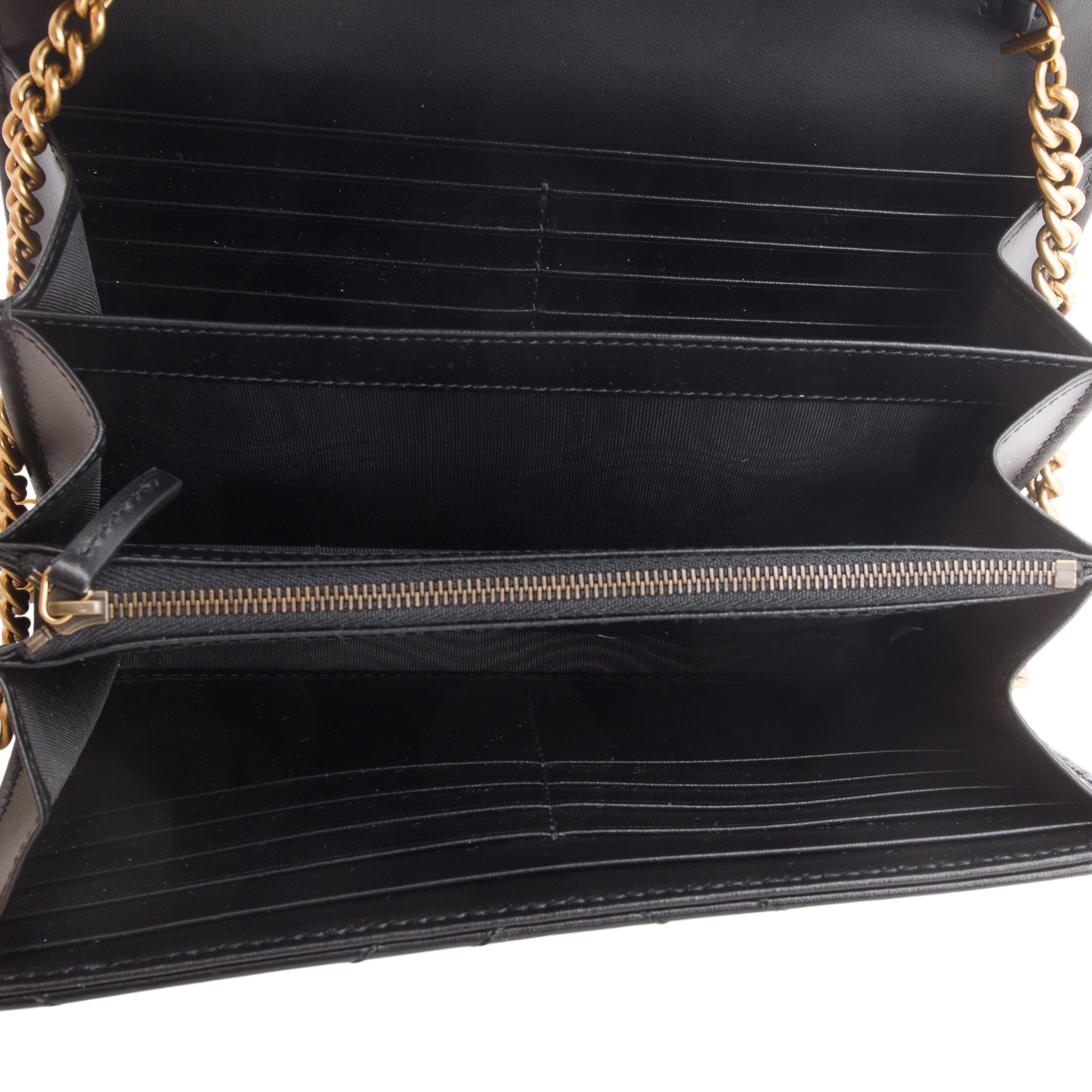 Gucci Black Calfskin Matelasse GG Marmont Wallet on Chain w/ Box