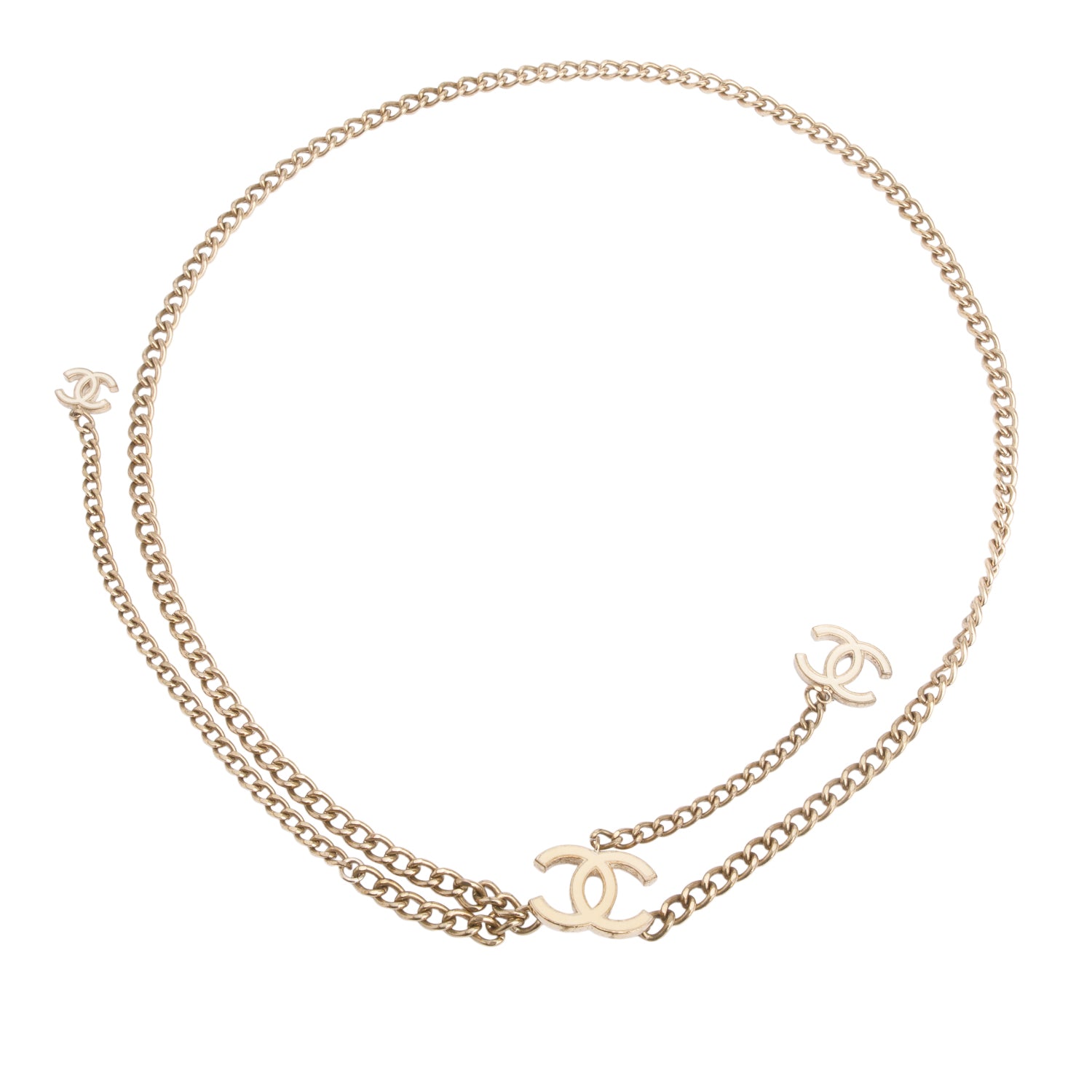 Chanel Gold-Plated Enamel CC Chain-Link Belt