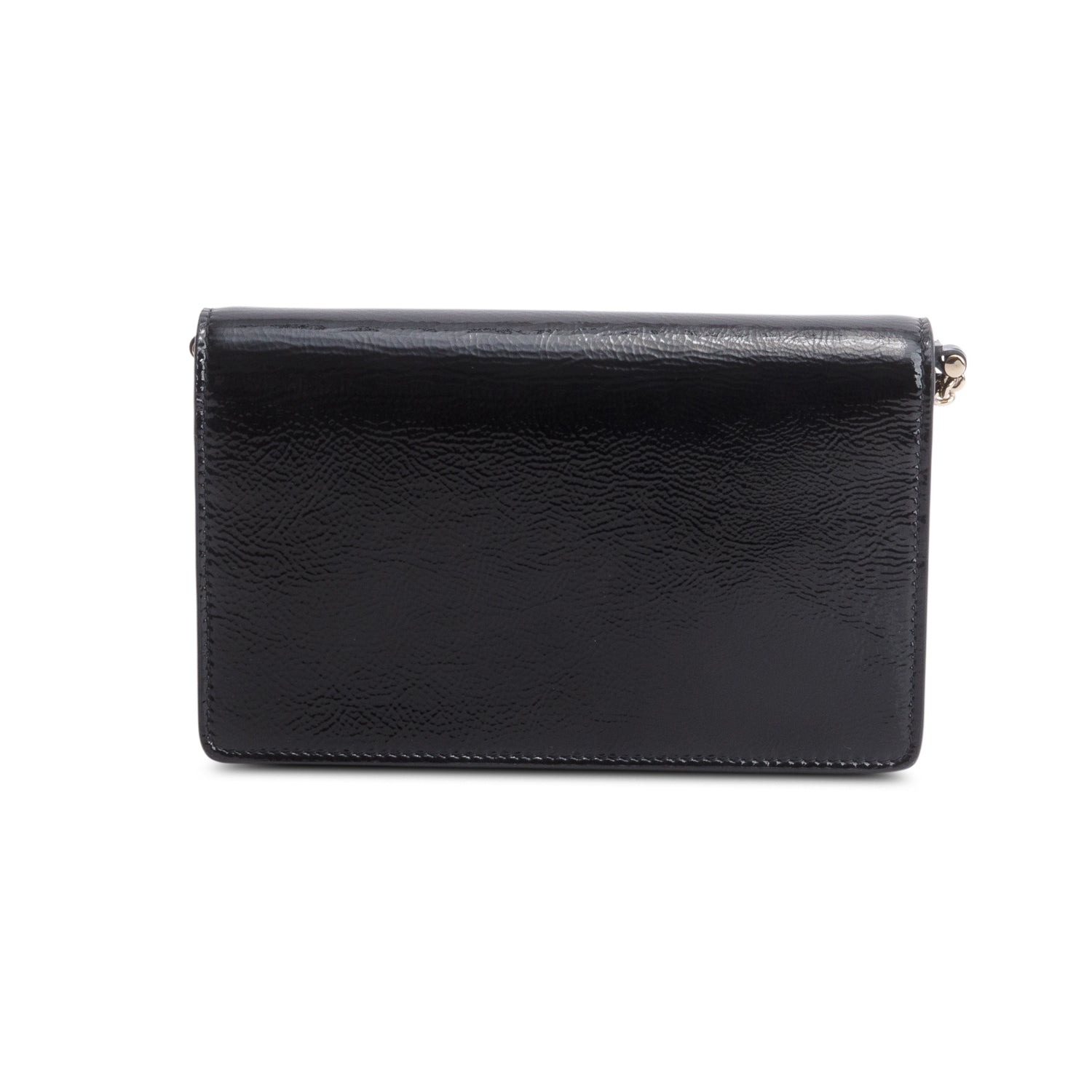 Gucci Black Crinkled Patent Leather Dionysus Wallet on Chain