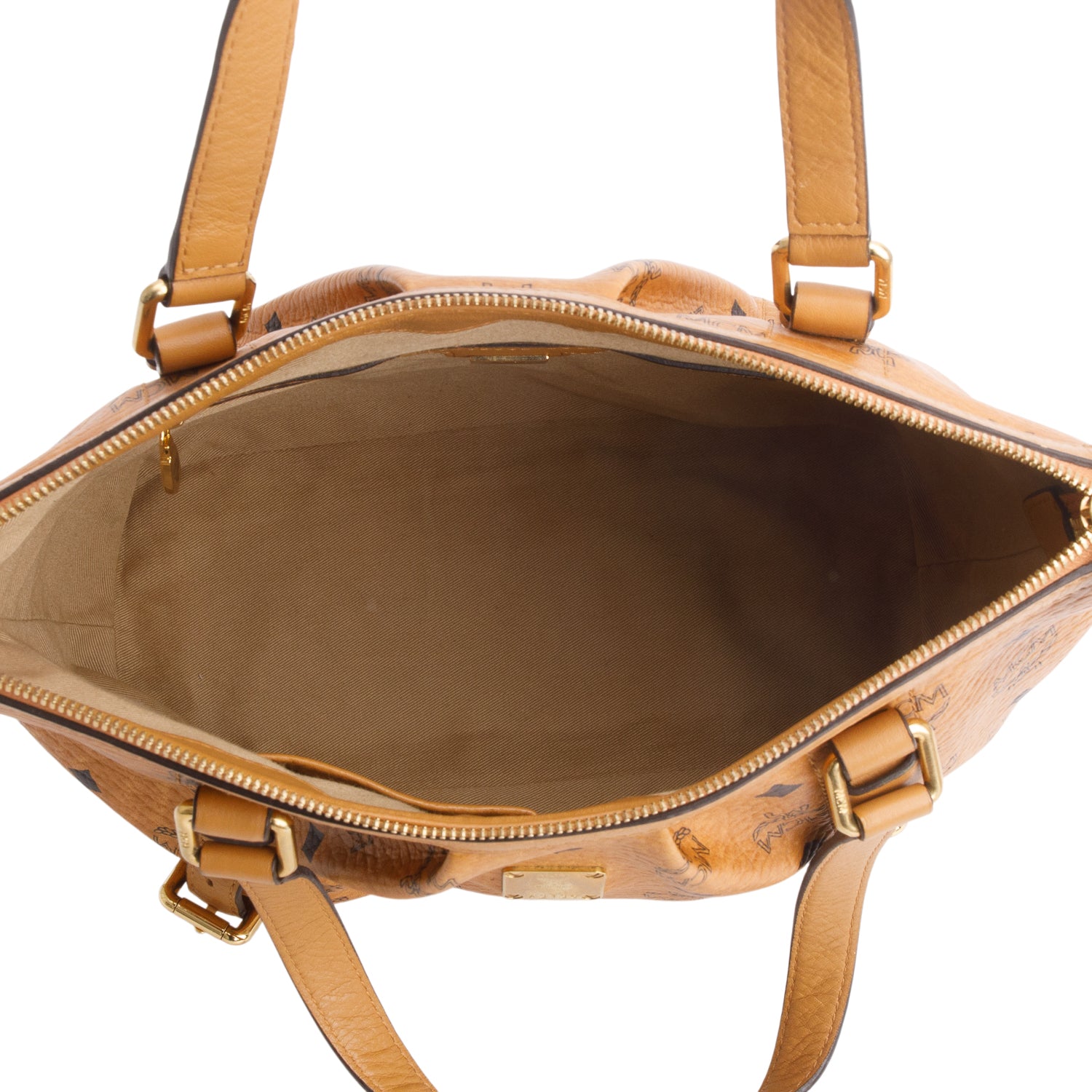 MCM Brown Visetos Essentials Shopper Tote w/ Strap