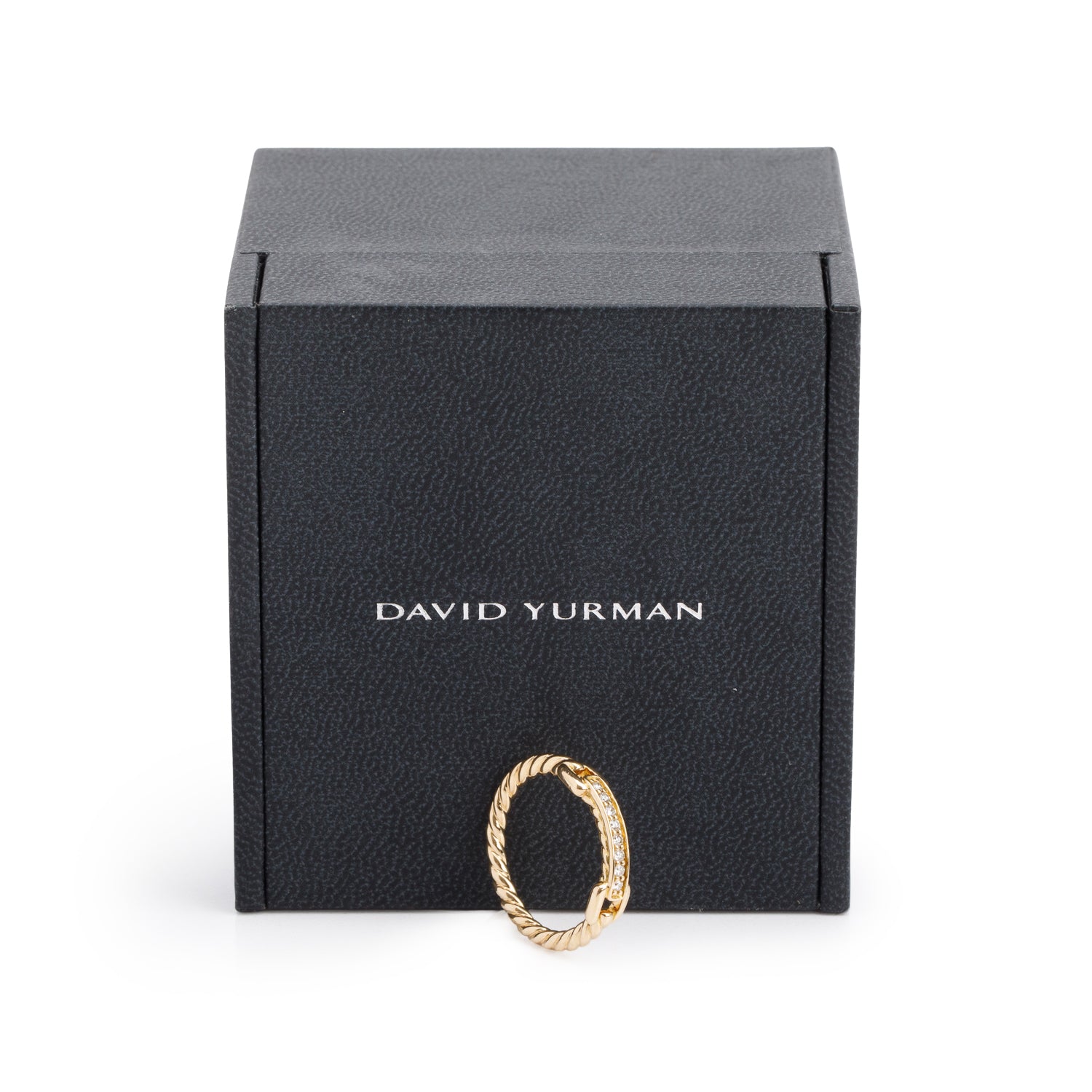 David Yurman 18k Yellow Gold Diamond 2.5 MM Petite Buckle Band Ring, Size 5.5 w/ Box & Receipt