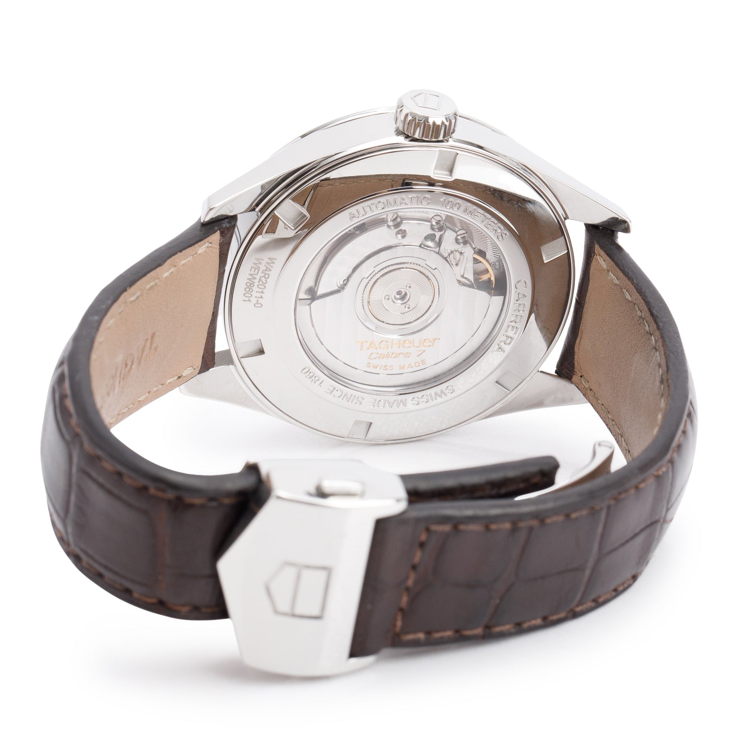 Tag Heuer Stainless Steel Carrera Dual Time 41 MM Automatic Watch White Dial WAR2011-0