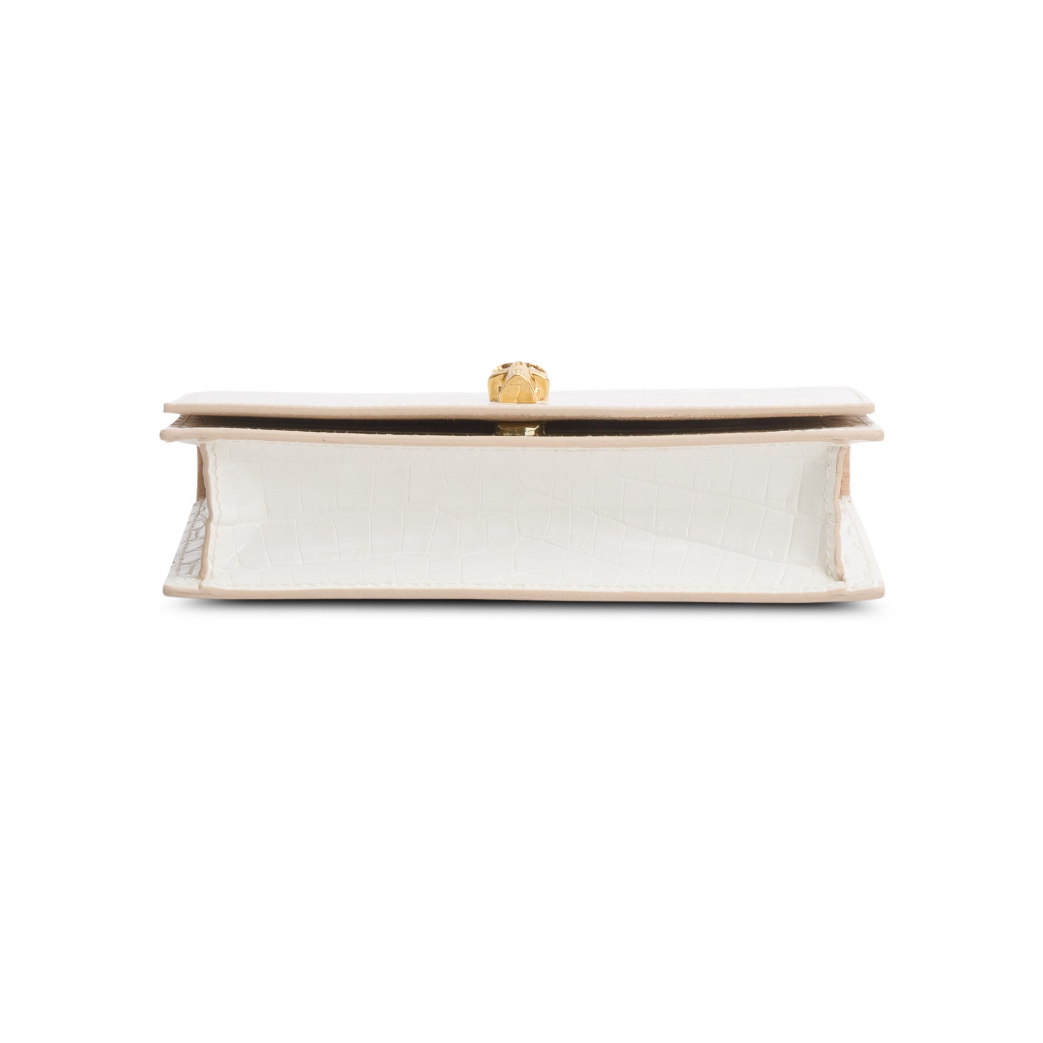 Alexander McQueen White Crocodile Embossed Skull Small Crossbody Bag