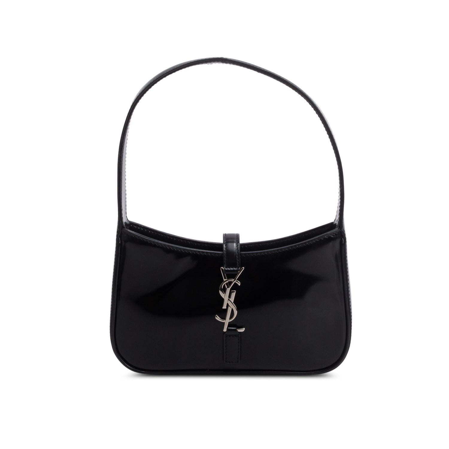 Saint Laurent 2023 Black Patent Leather Calfskin Le 5 a 7 Mini Hobo