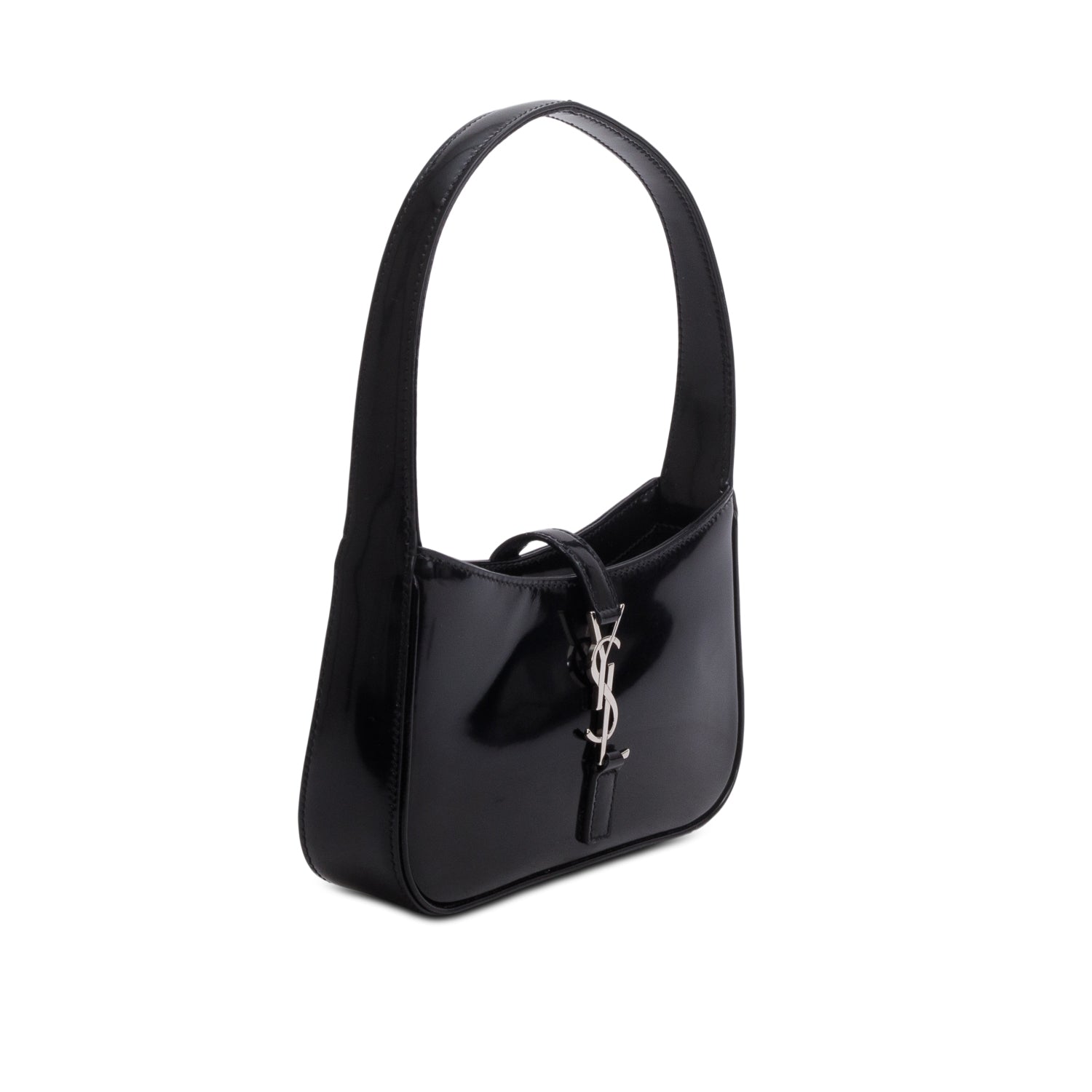 Saint Laurent 2023 Black Patent Leather Calfskin Le 5 a 7 Mini Hobo
