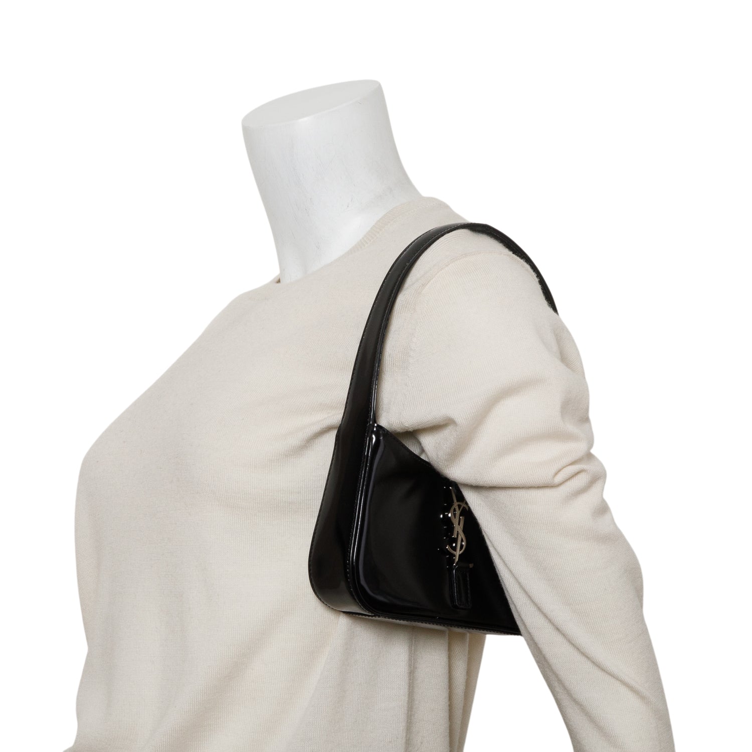 Saint Laurent 2023 Black Patent Leather Calfskin Le 5 a 7 Mini Hobo